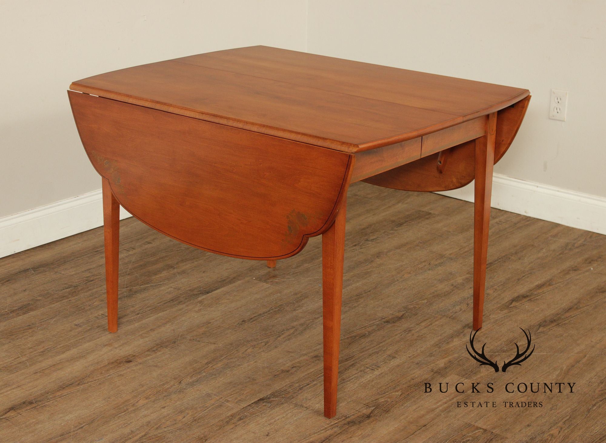 L. Hitchcock Maple Stenciled Drop Leaf Extension Dining Table