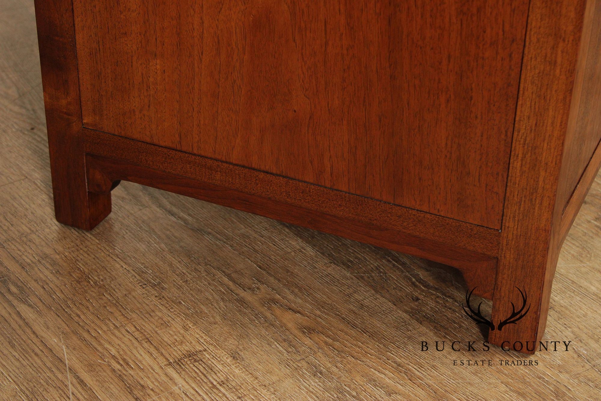 Heritage Mid Century Modern Pair of Walnut Two-Drawer Nightstands