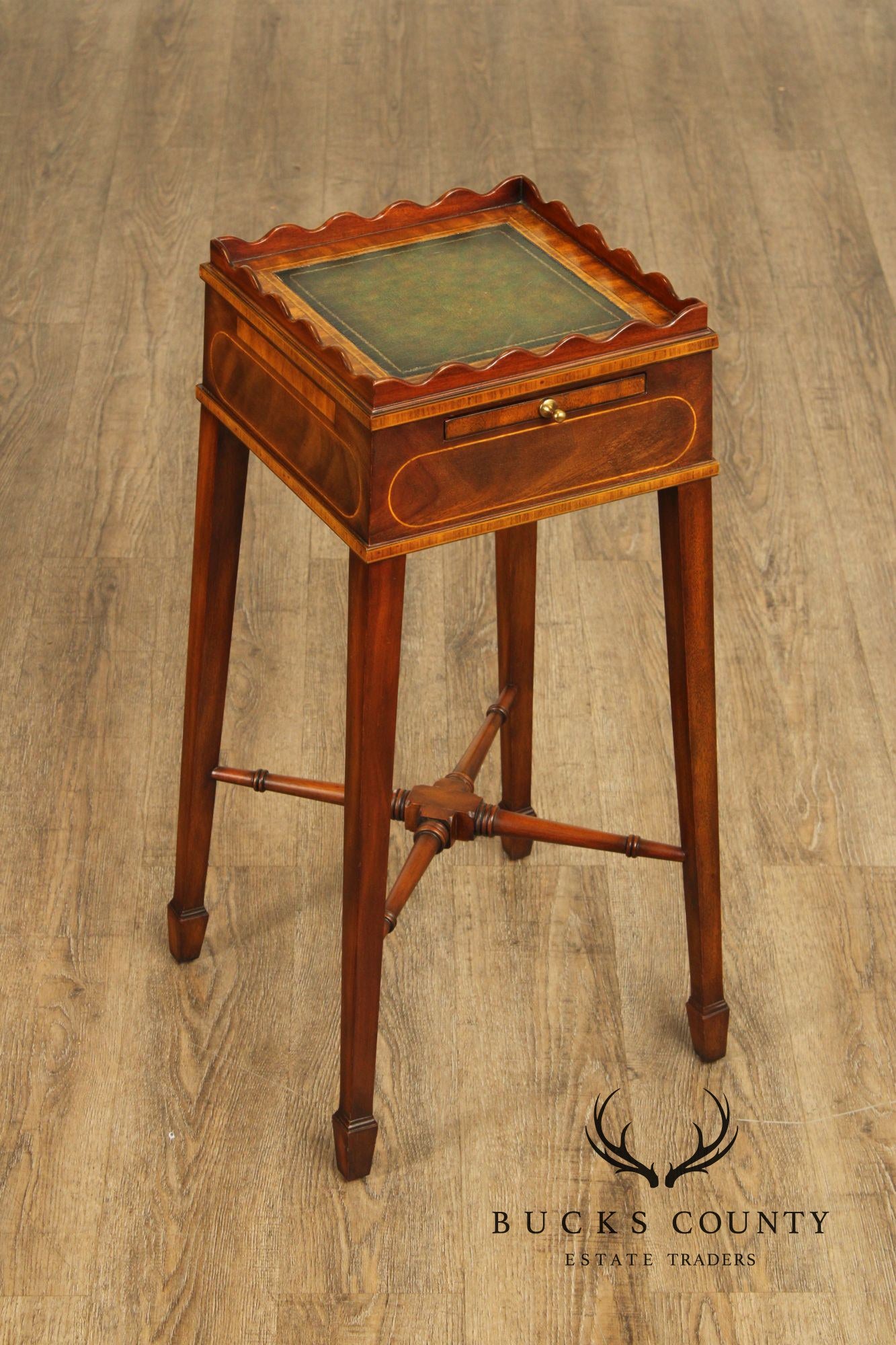 Maitland Smith Federal Style Leather Top Mahogany Stand