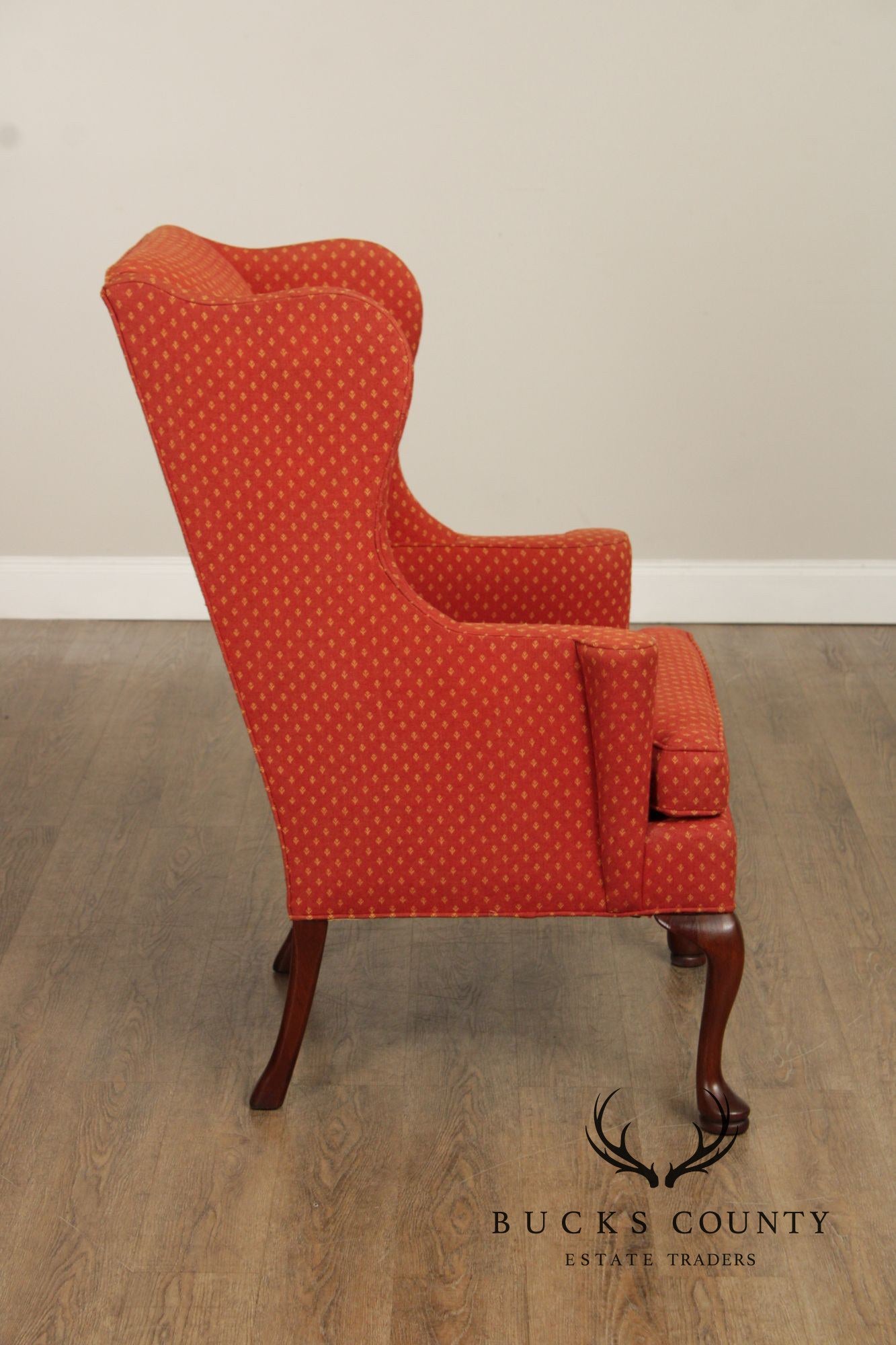 Hickory Chair Vintage Pair Of Queen Anne Style Wing Chairs