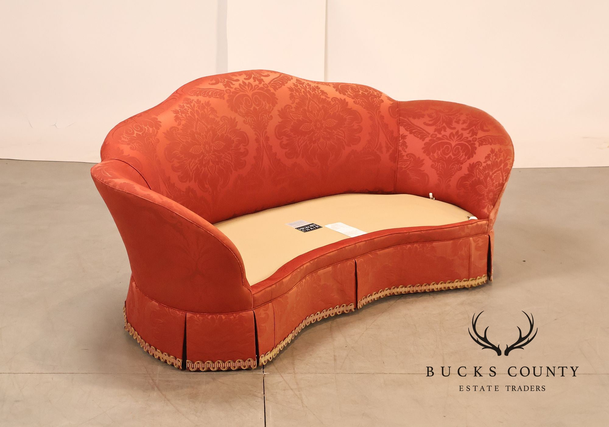 Hickory Chair Company Pair Of Custom Upholstered Silk Damask Sofas