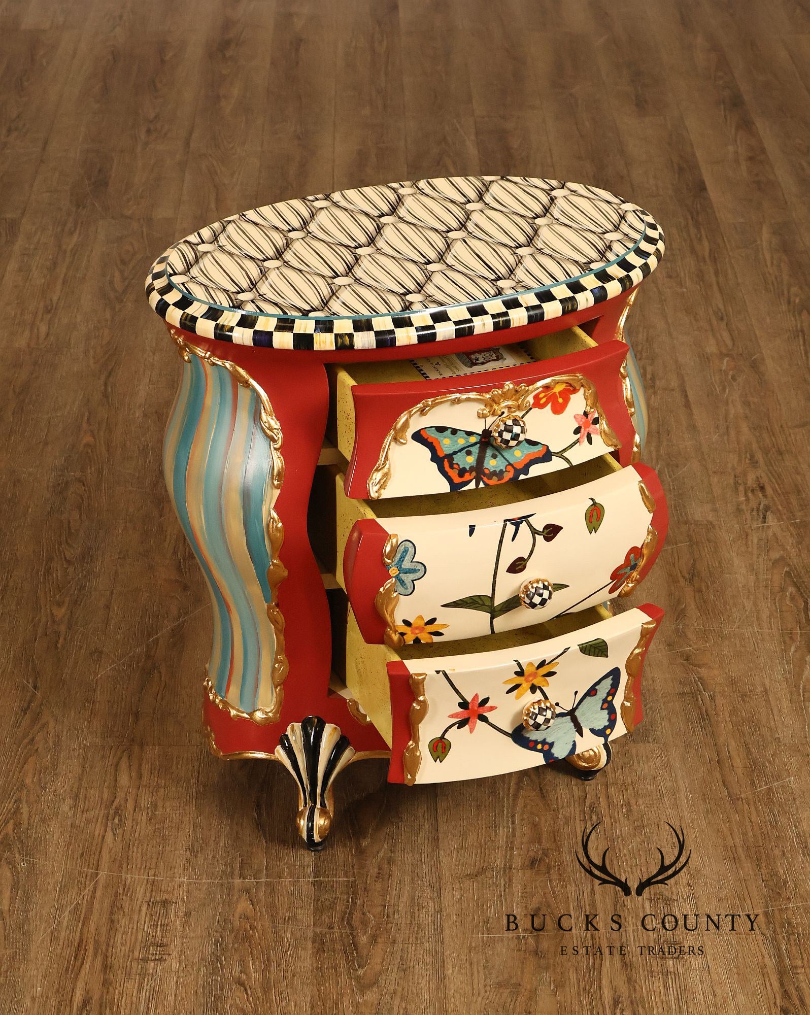 Mackenzie-Childs Butterfly Conservatory Bombe Accent Chest