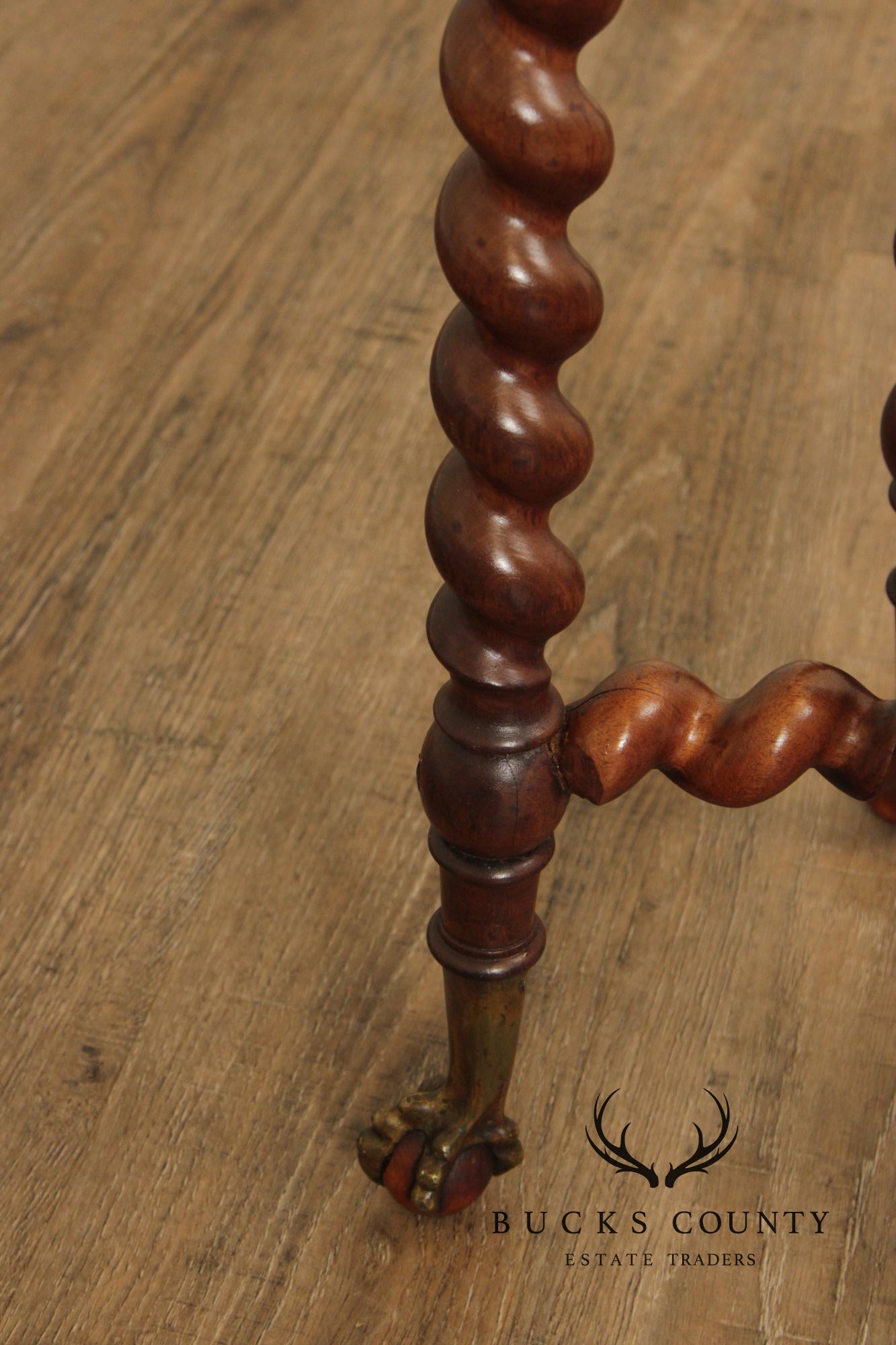 Antique Victorian Barley Twist Mahogany Side Table