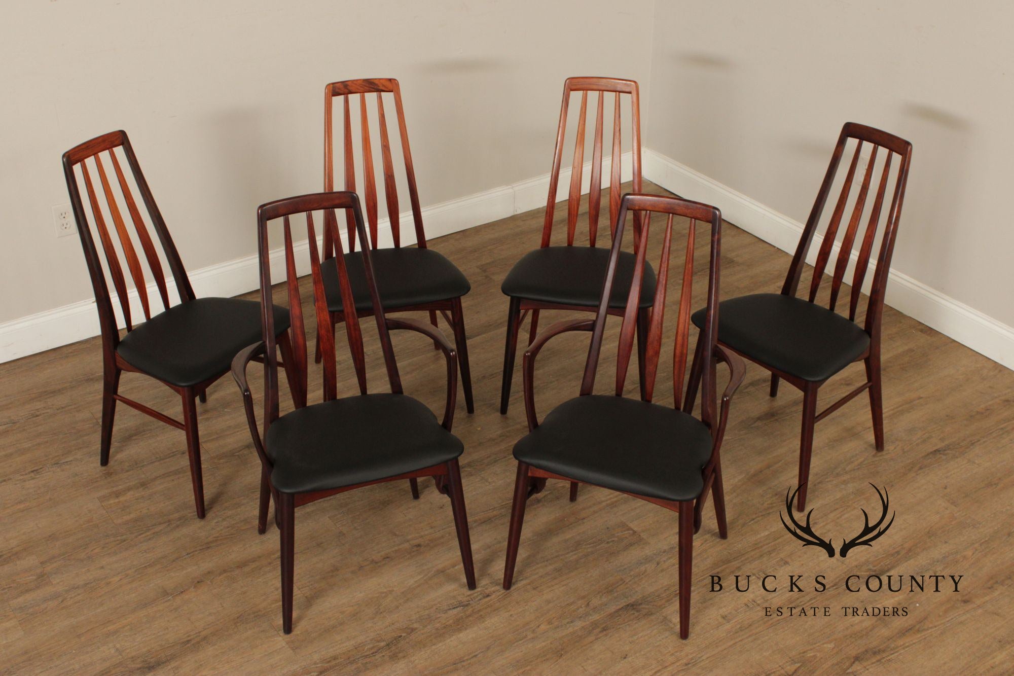 Niels Koefoed Danish Modern Set of Six Rosewood Eva Dining Chairs