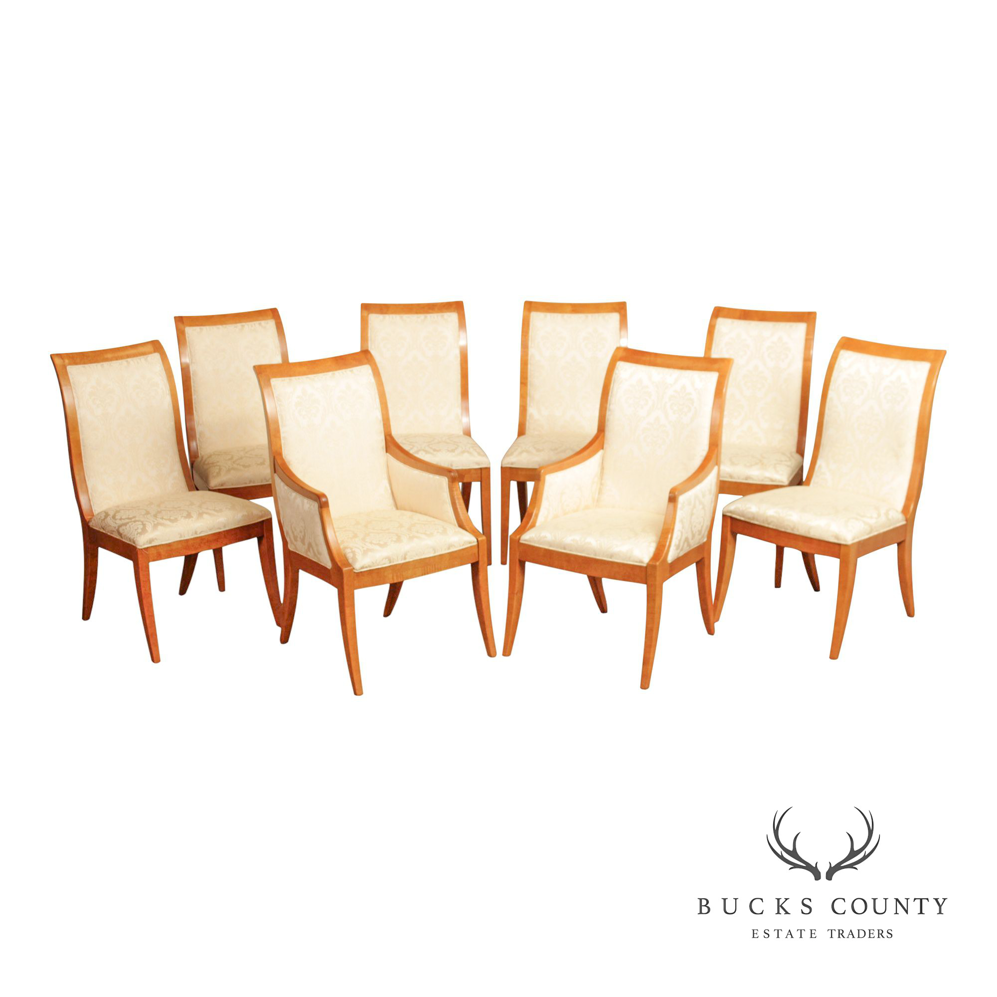Hickory White Empire Style Set of Eight Maple Dining Chairs