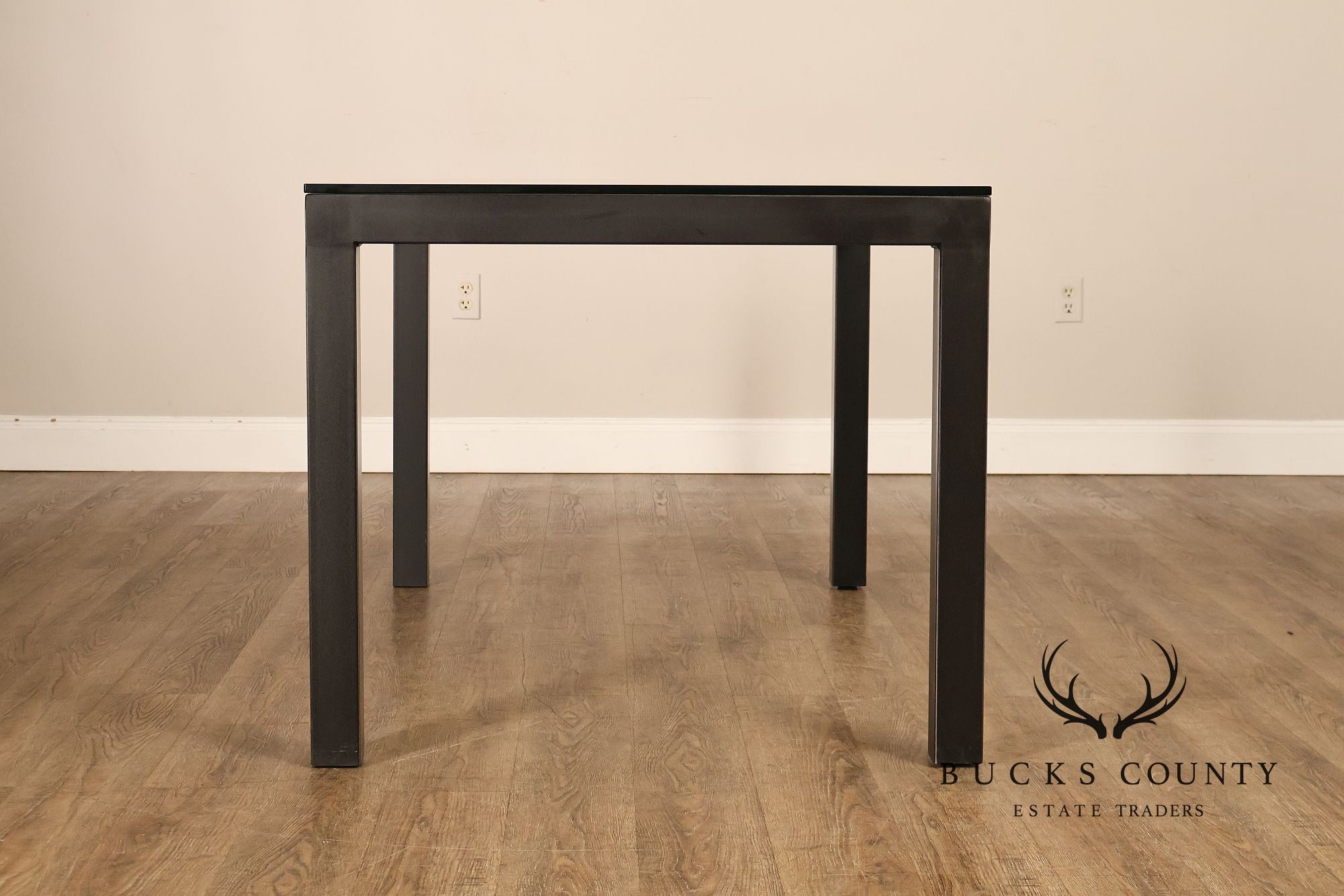 Mitchell Gold + Bob Williams Modern  Parsons Style Glass Top Dining Table