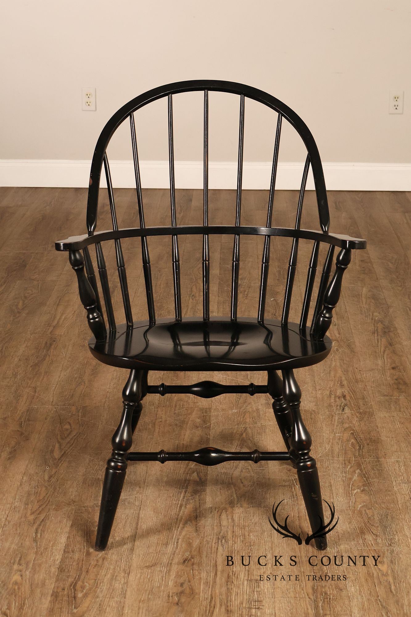 Nichols And Stone Set Of Six Black Windsor Dining Chairs