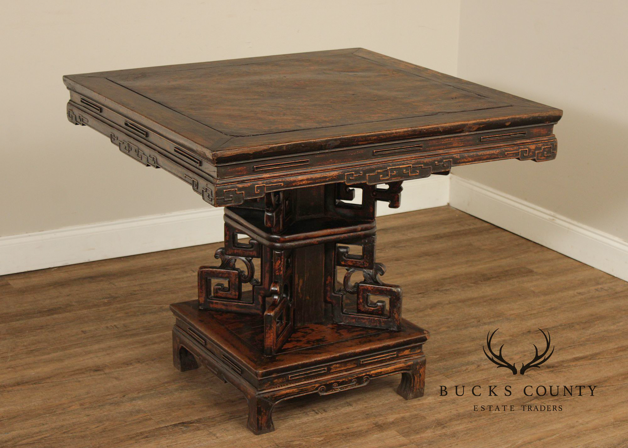 Antique Chinese Carved Pedestal Table