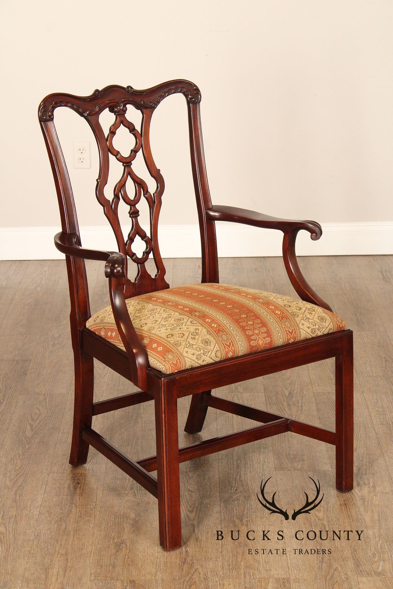 Henkel Harris Chippendale Style Set of Eight Mahogany Dining Chairs