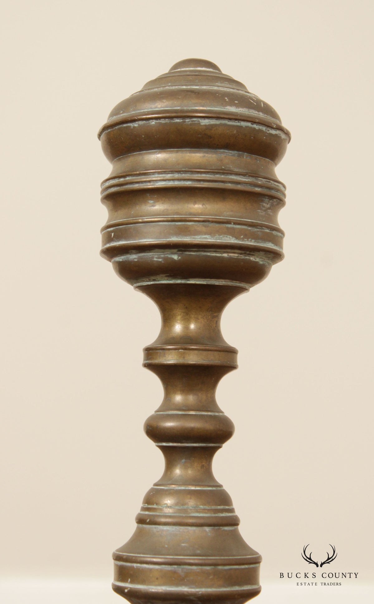 Antique Pair Federal Style Brass Andirons