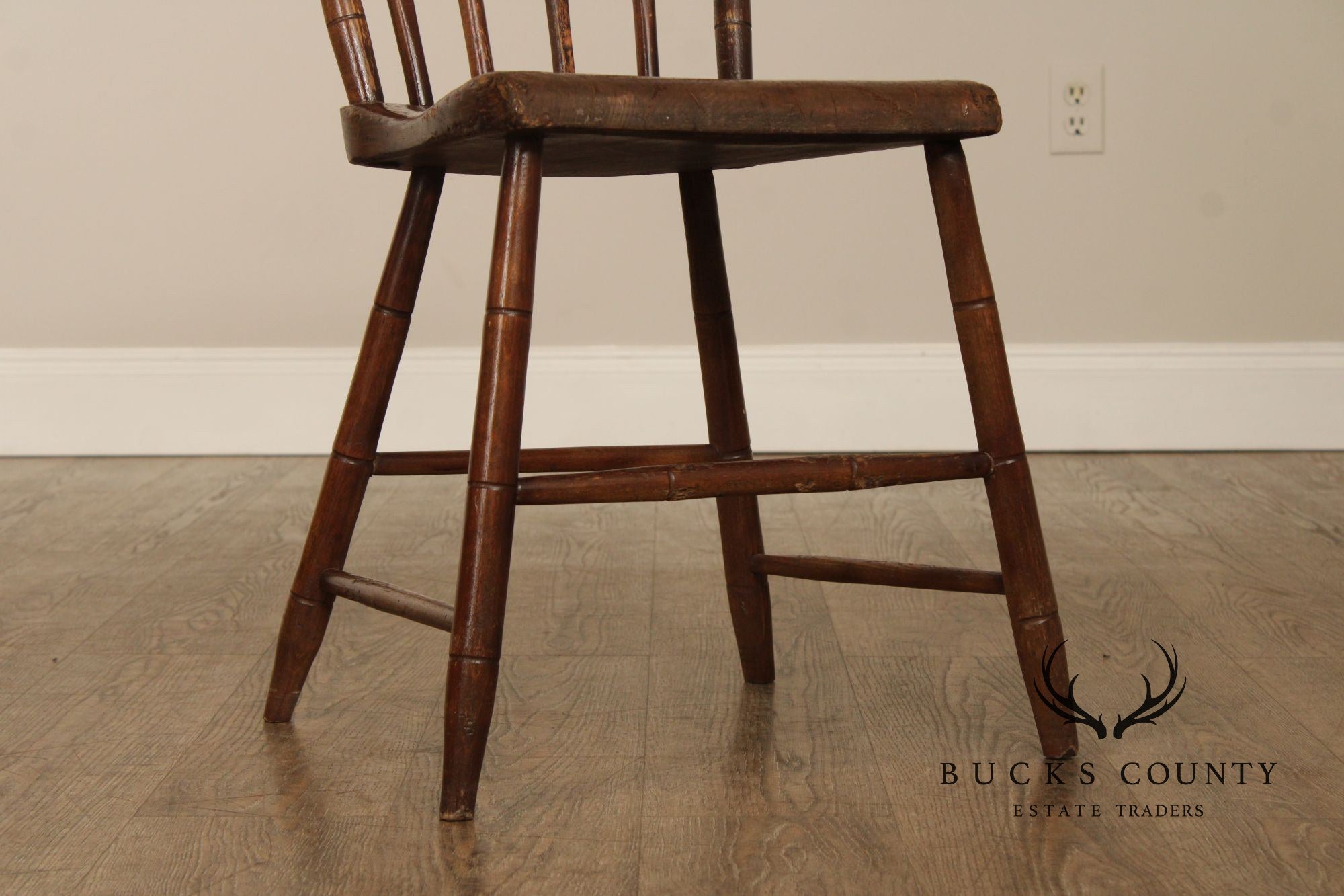 Antique Primitive Assembled Set of Eight Paint Decorated Dining Chairs