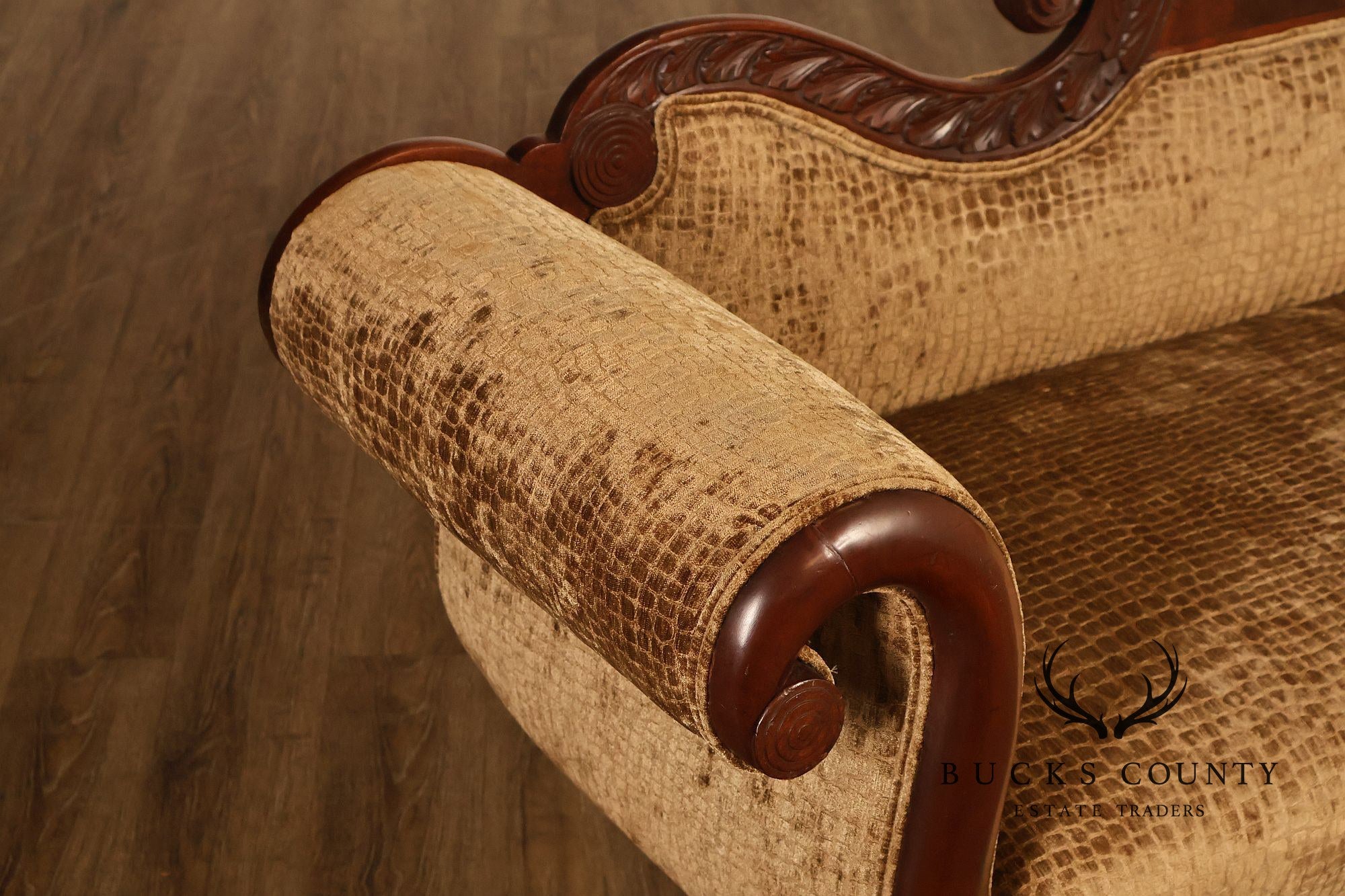 Antique American Classical Empire Style Mahogany Upholstered Sofa