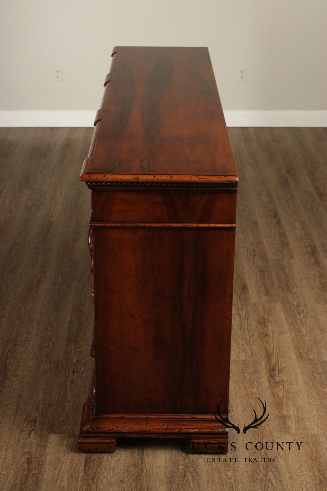 Francesco Molon XVI Century Style Large Walnut Carved Sideboard