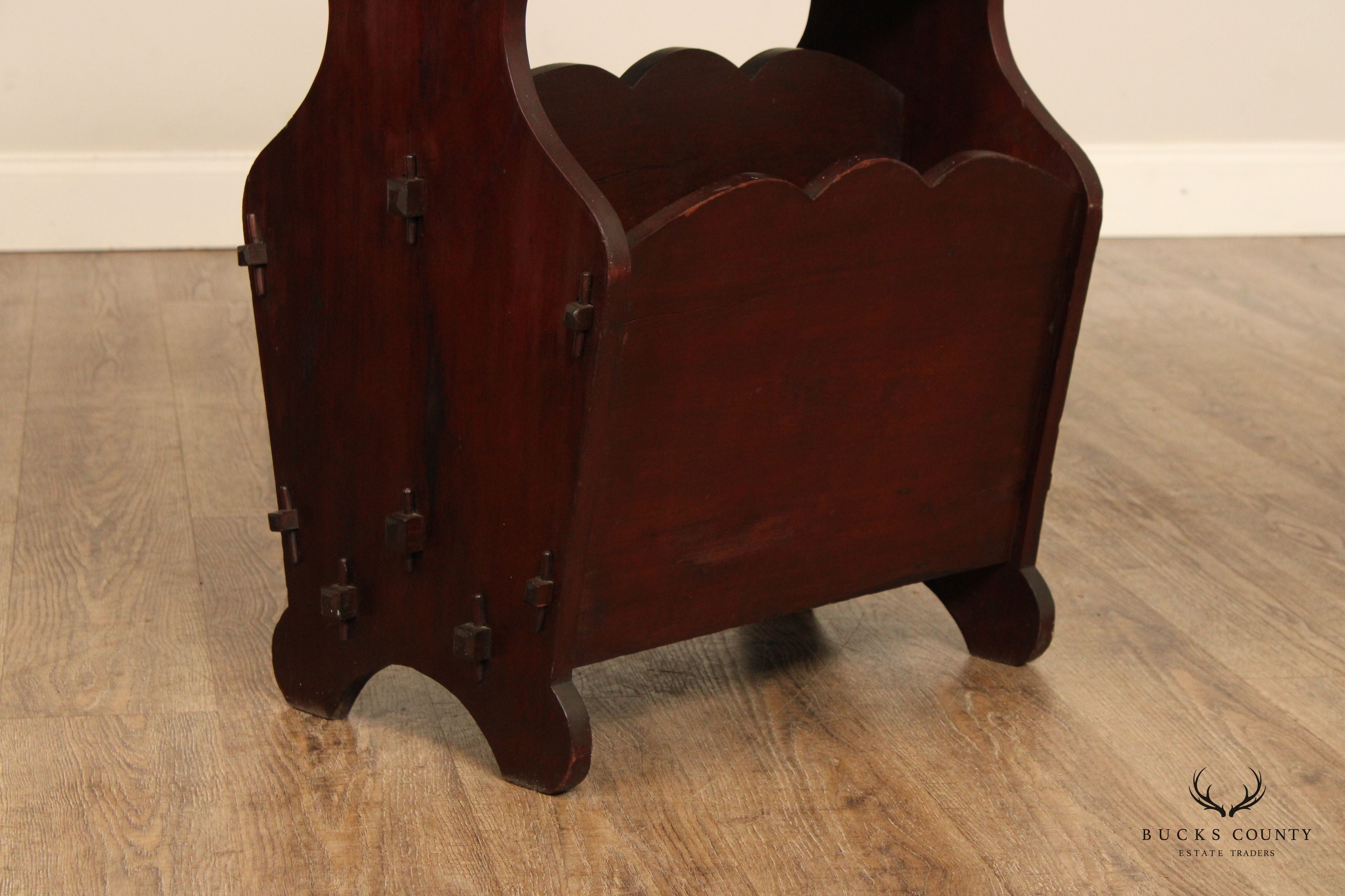 Arts and Crafts Antique Mahogany Magazine Rack and Bookshelf