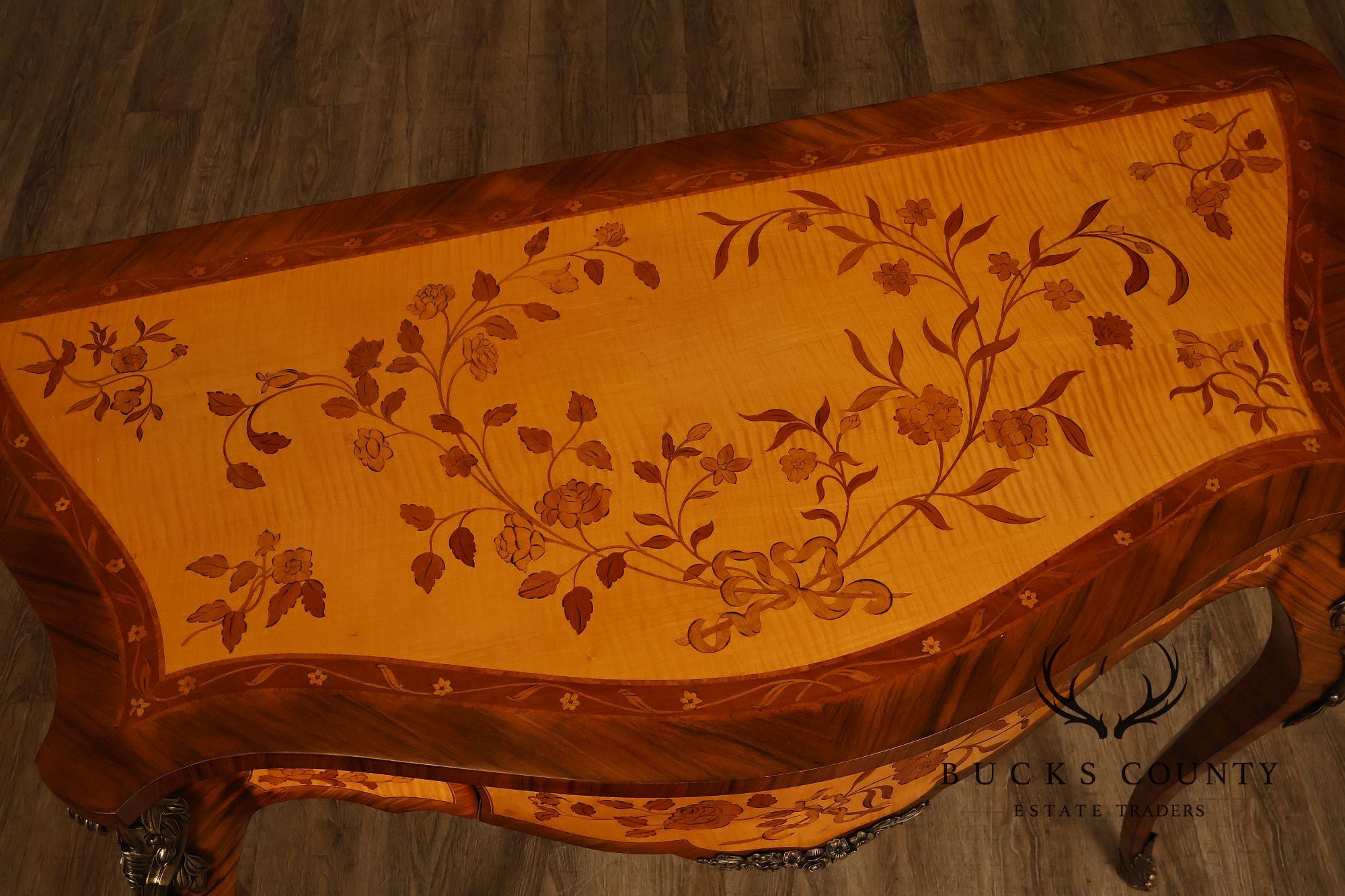 Maitland-Smith French Louis XV Style Inlaid Console Table