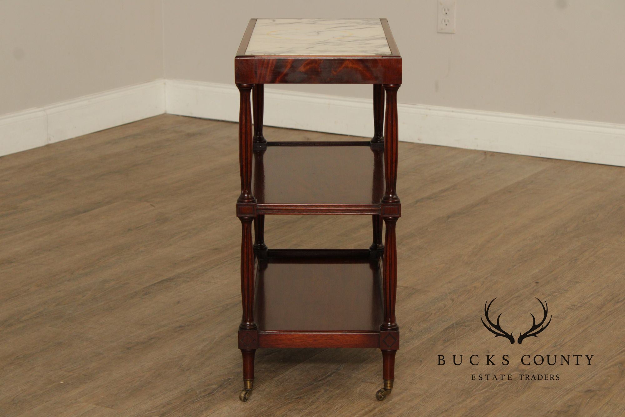Regency Style Vintage Marble Top Mahogany Side Table