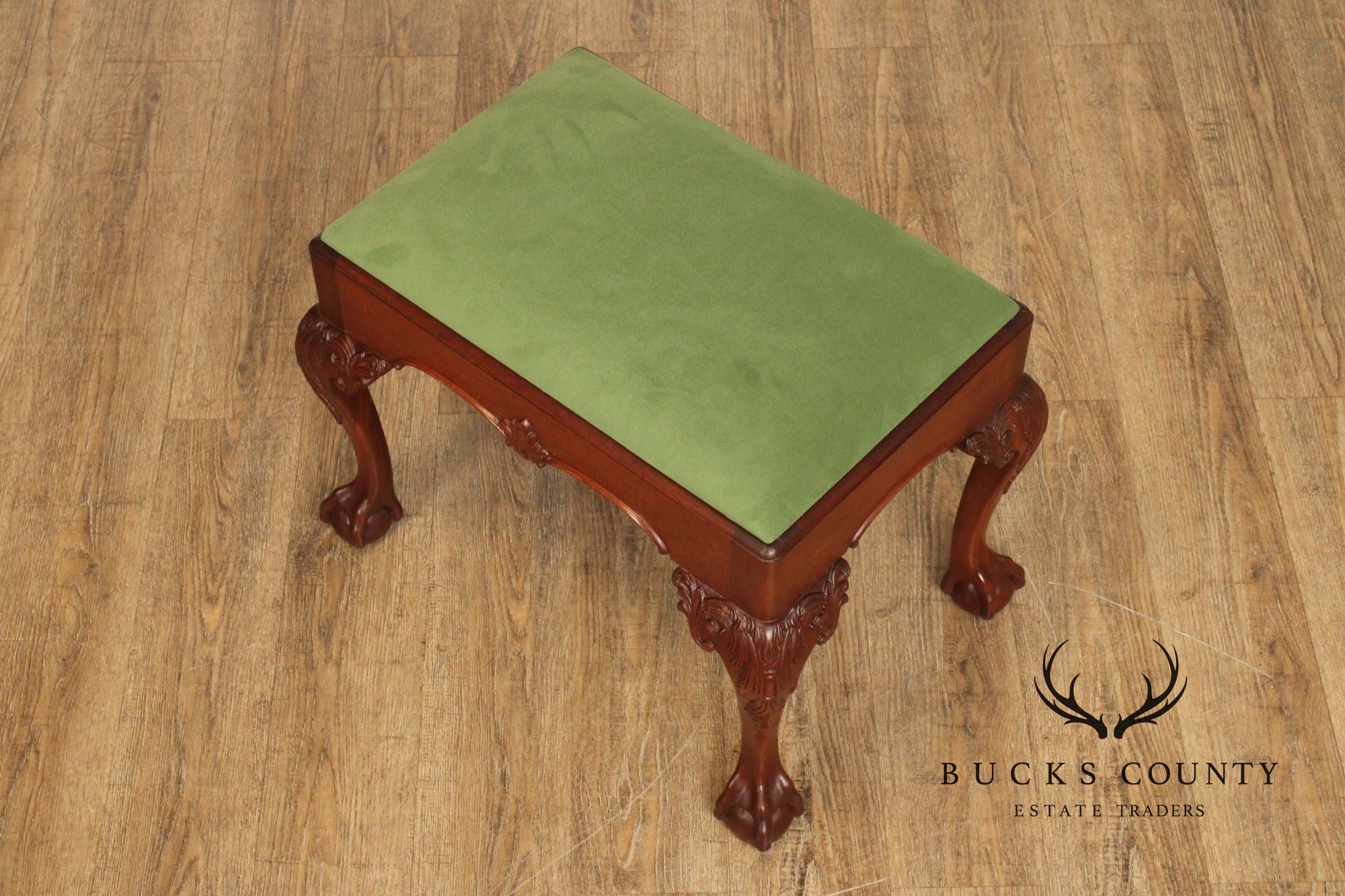 Stickley Chippendale Style Carved Mahogany Foot Stool