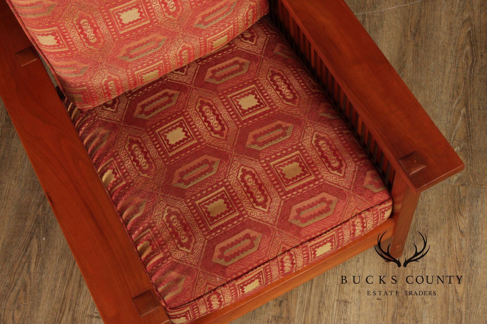 Stickley Mission Collection Cherry Compact Spindle Morris Chair And Ottoman