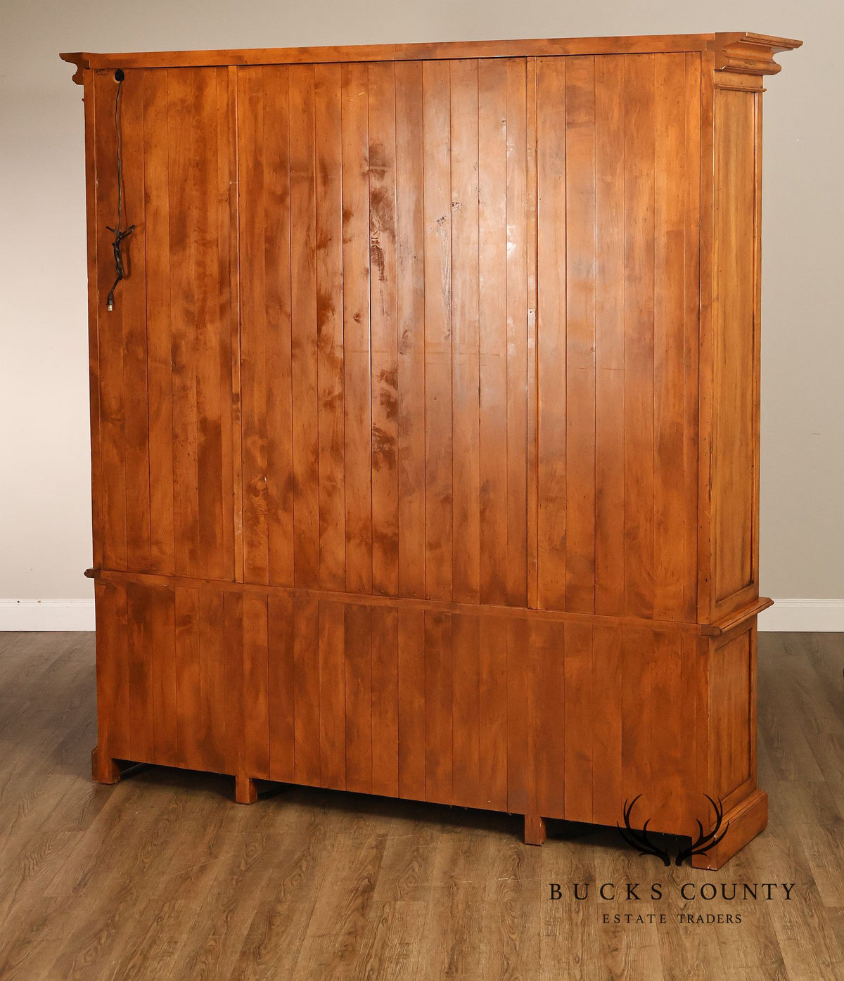 Guy Chaddock Large Rustic Pine Library Bookcase Breakfront With Glazed Doors And Drawers