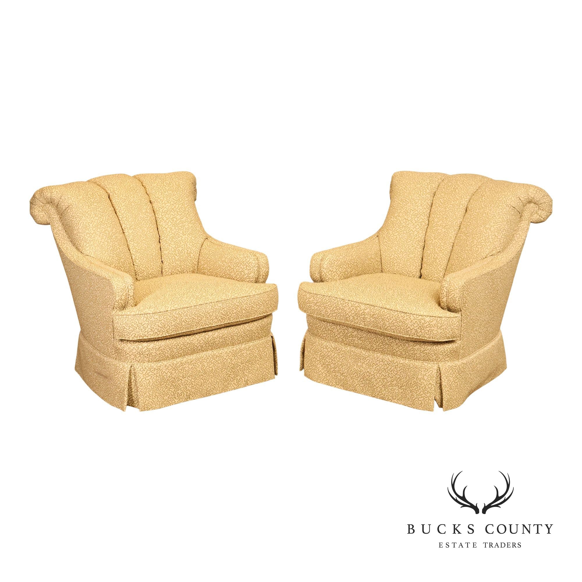 JRS Furniture Pair Of Upholstered Club Chairs