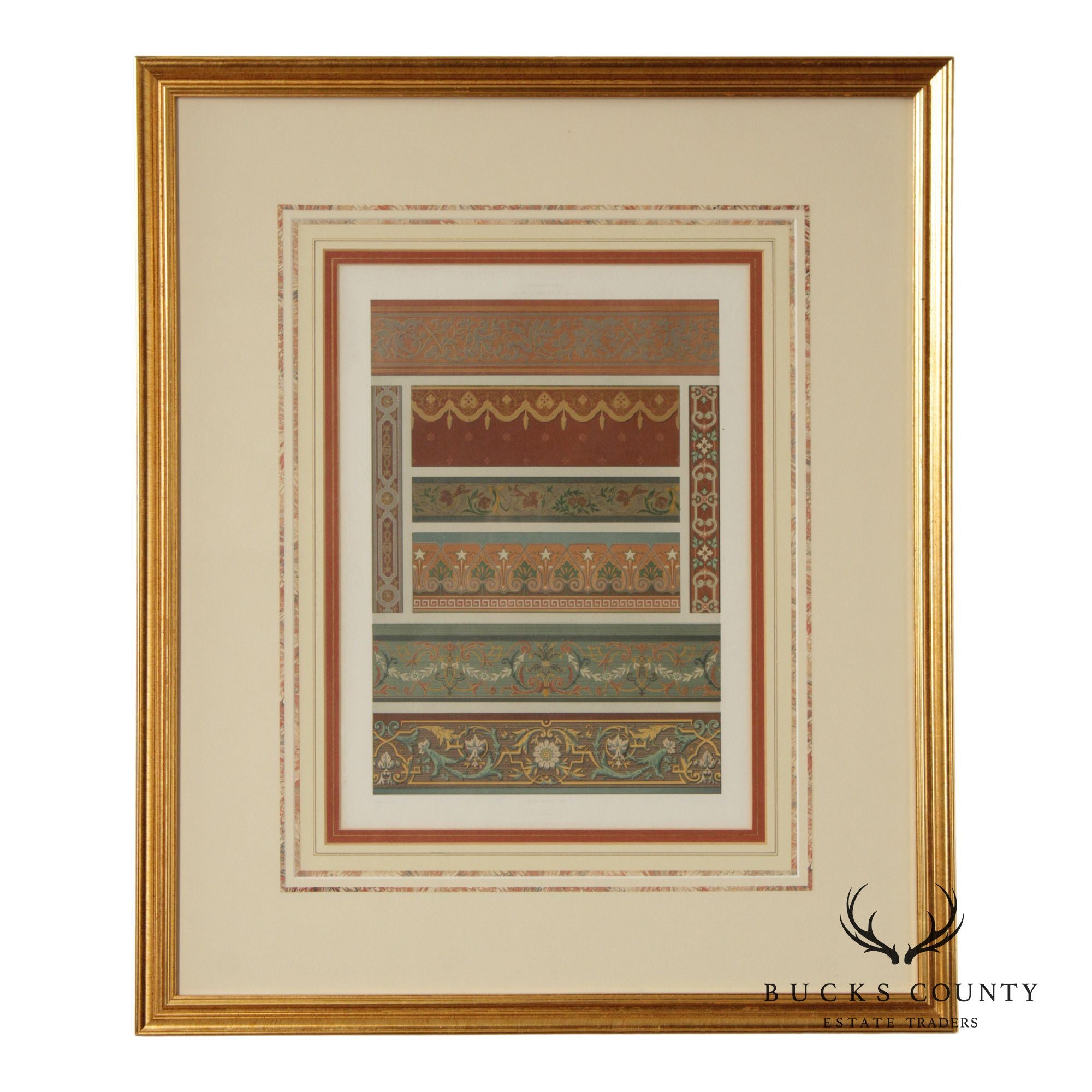 Framed Lithograph of Victorian Wallpaper Borders