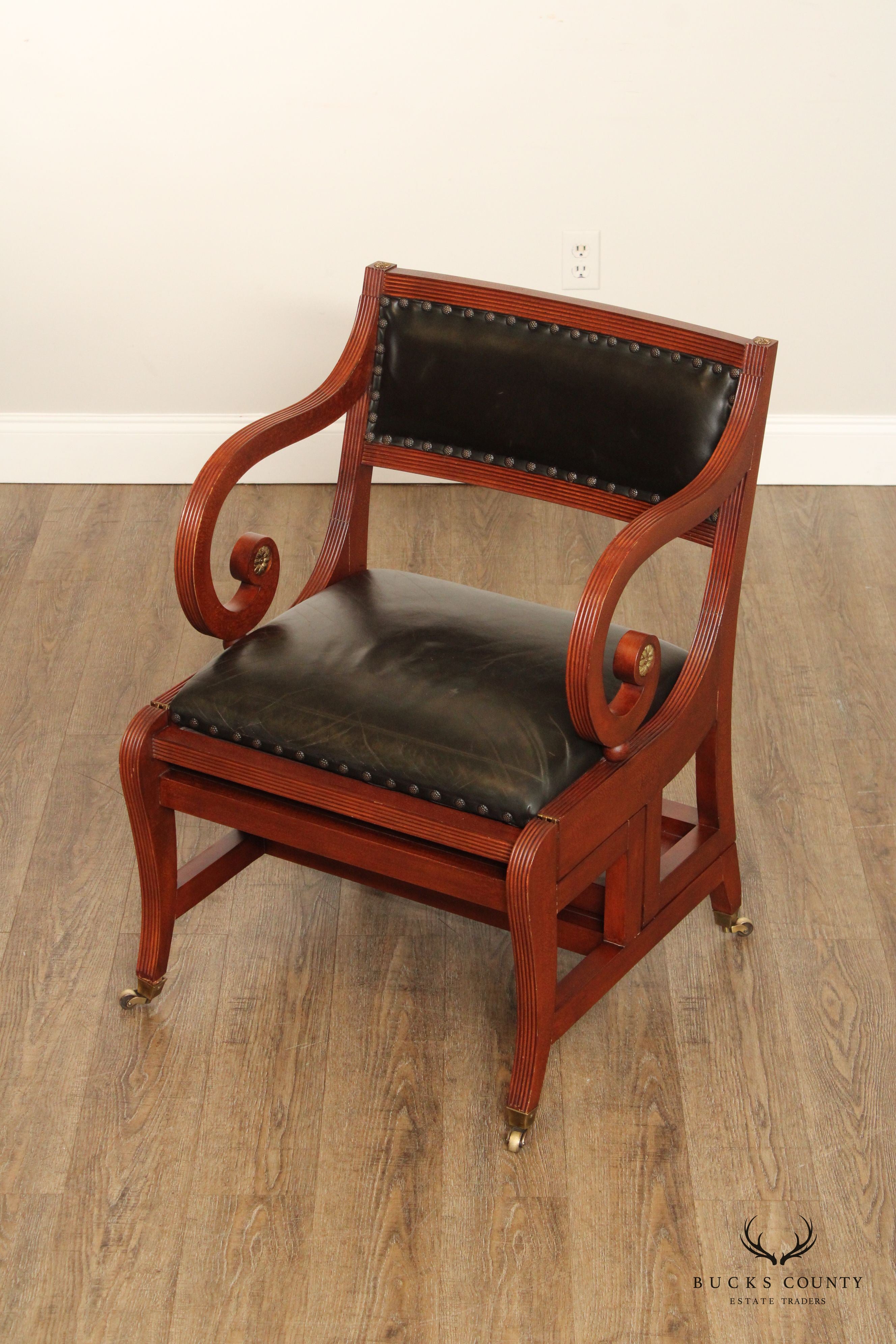 Councill Craftsmen Anglo Indian Style Metamorphic Library Ladder Armchair