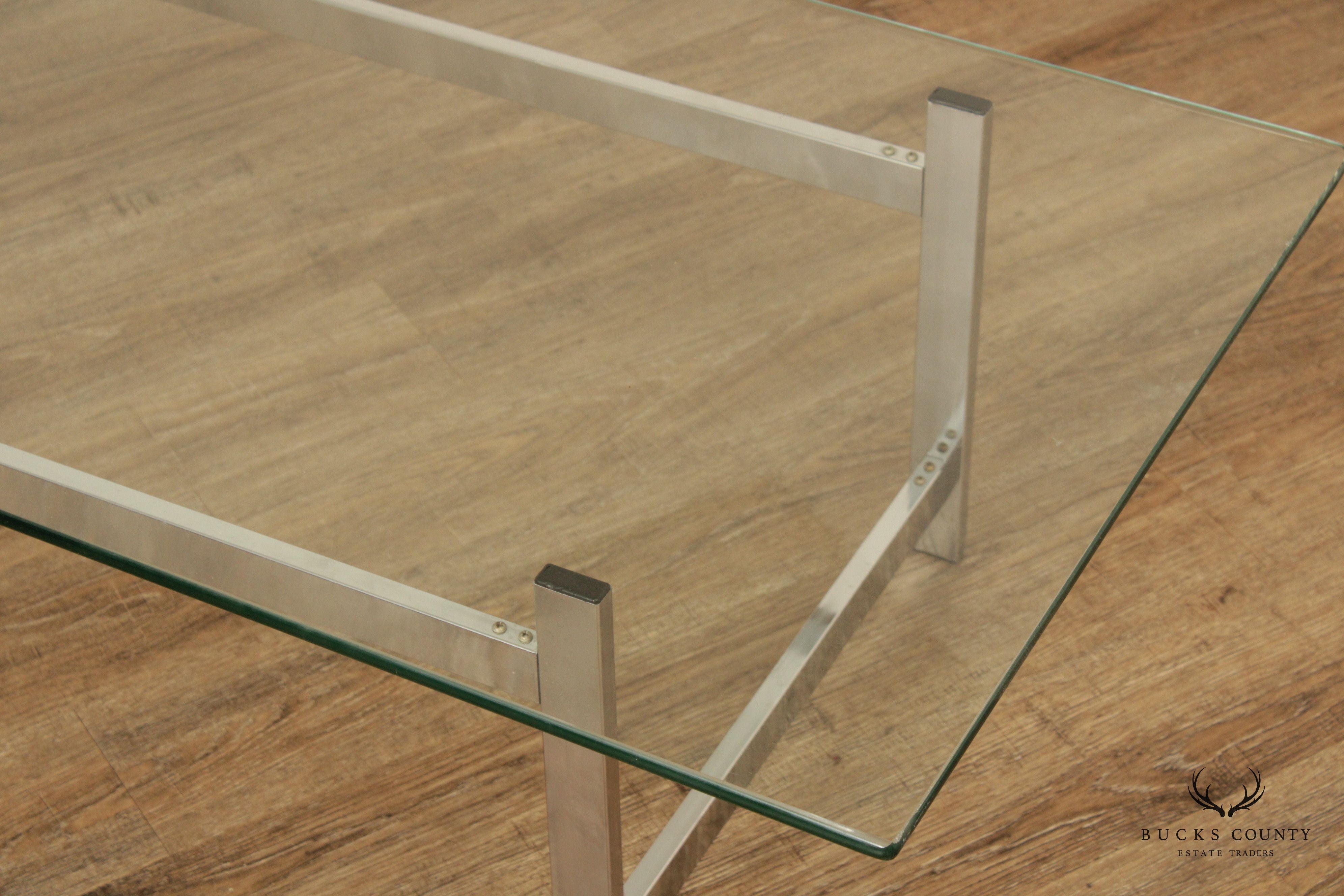 Modern Glass Top Chrome Coffee Table