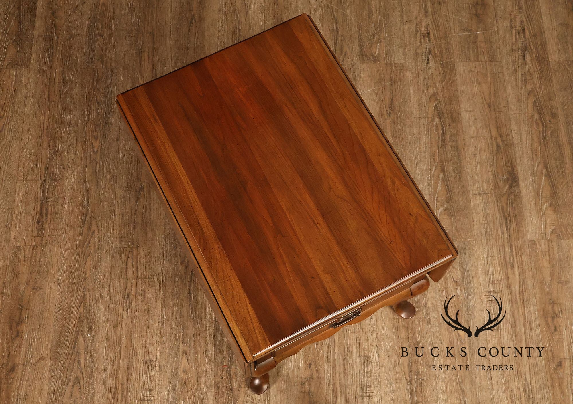 Pennsylvania House Vintage Pair Of Queen Anne Style Cherry Drop Leaf Two-Drawer End Tables