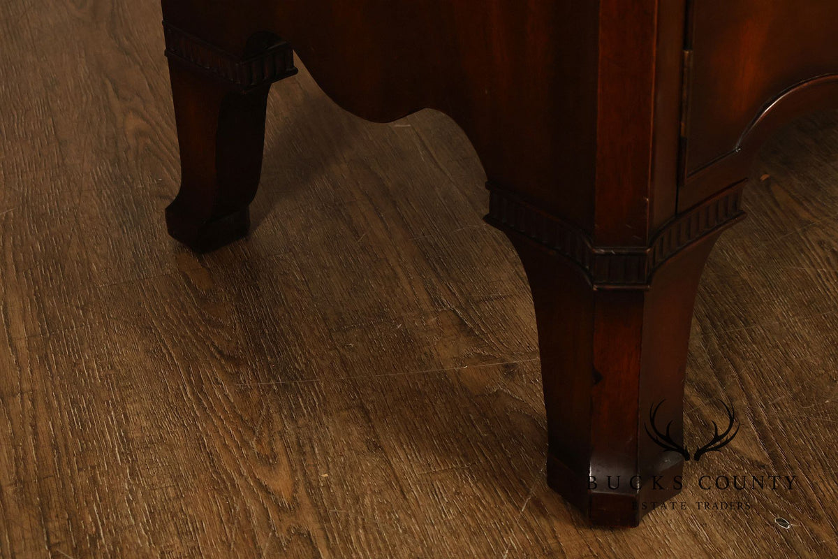 Traditional Mahogany Pair Of  Bow Front Two Drawer And Two Door Cabinets