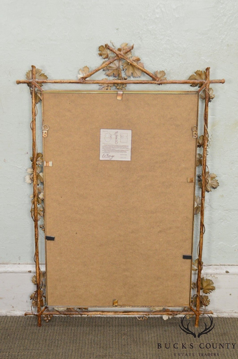 LaBarge Italian Painted Tole Metal Grapevine Beveled Wall Mirror