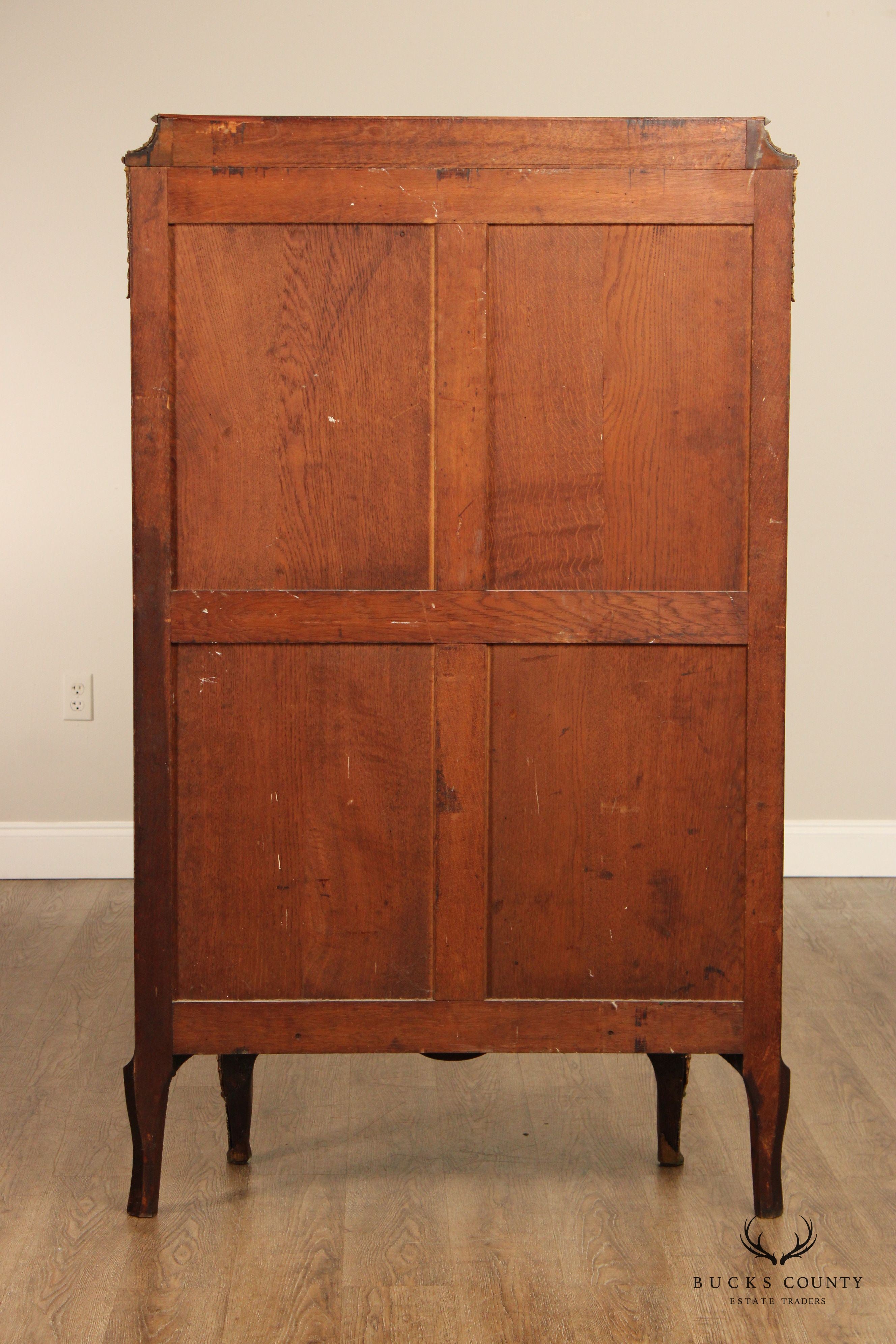 French Regence Style Gilt Bronze Mounted King Wood Vitrine Display Cabinet