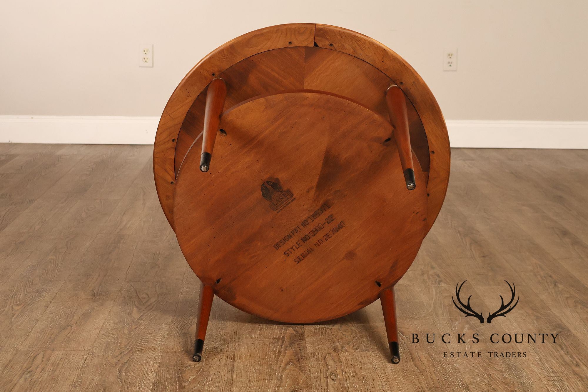Lane Acclaim Mid Century Modern Walnut And Oak Round Two-Tier Side Table