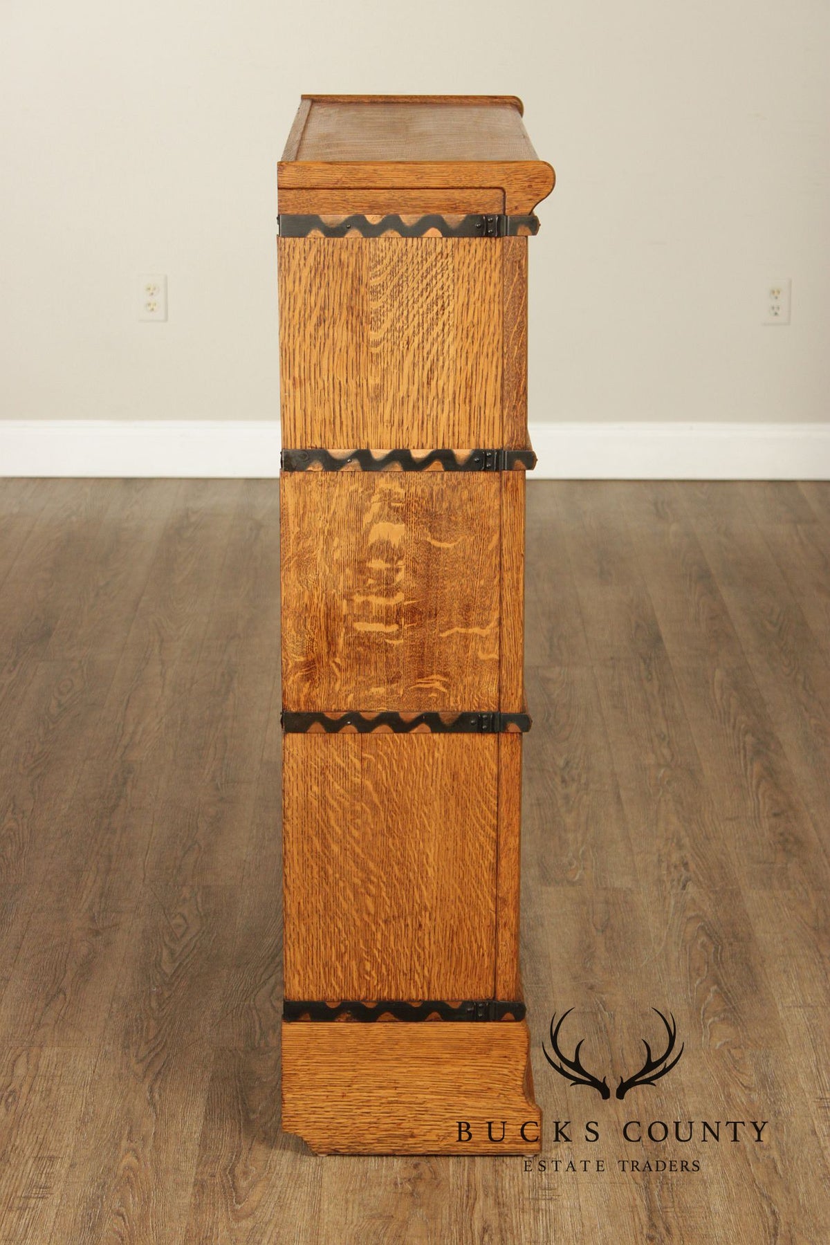 Antique Macey Oak Three Stack Barrister Bookcase