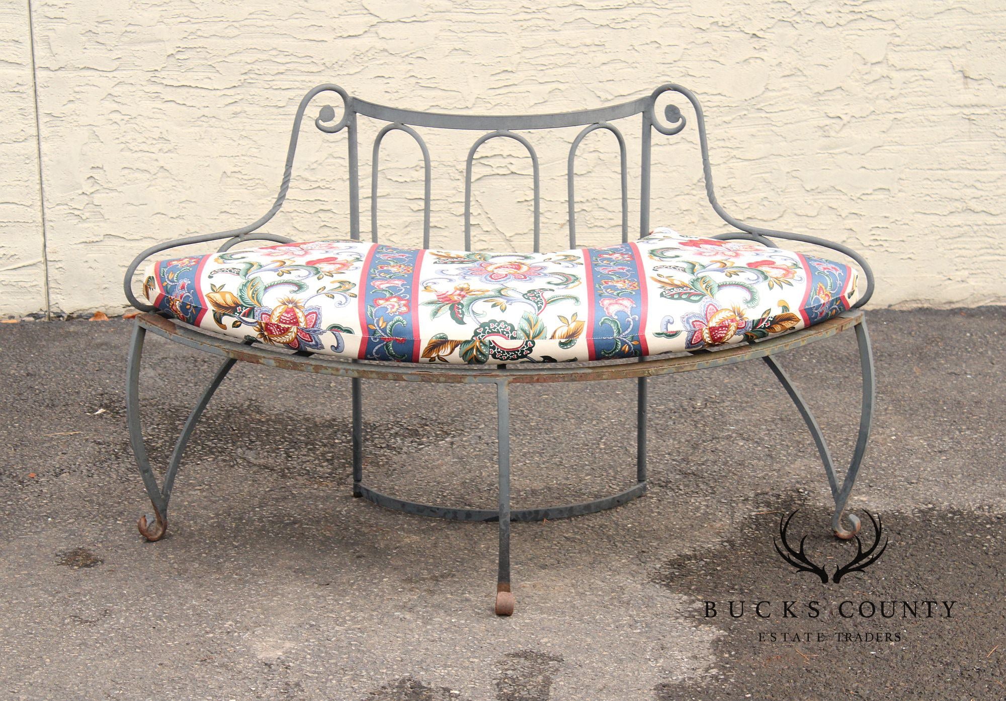Wrought Iron Circular Garden Tree Bench With Cushions