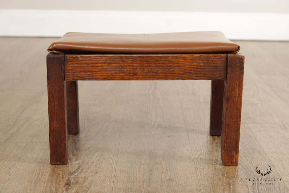 Mission Oak and Leather Foot Stool