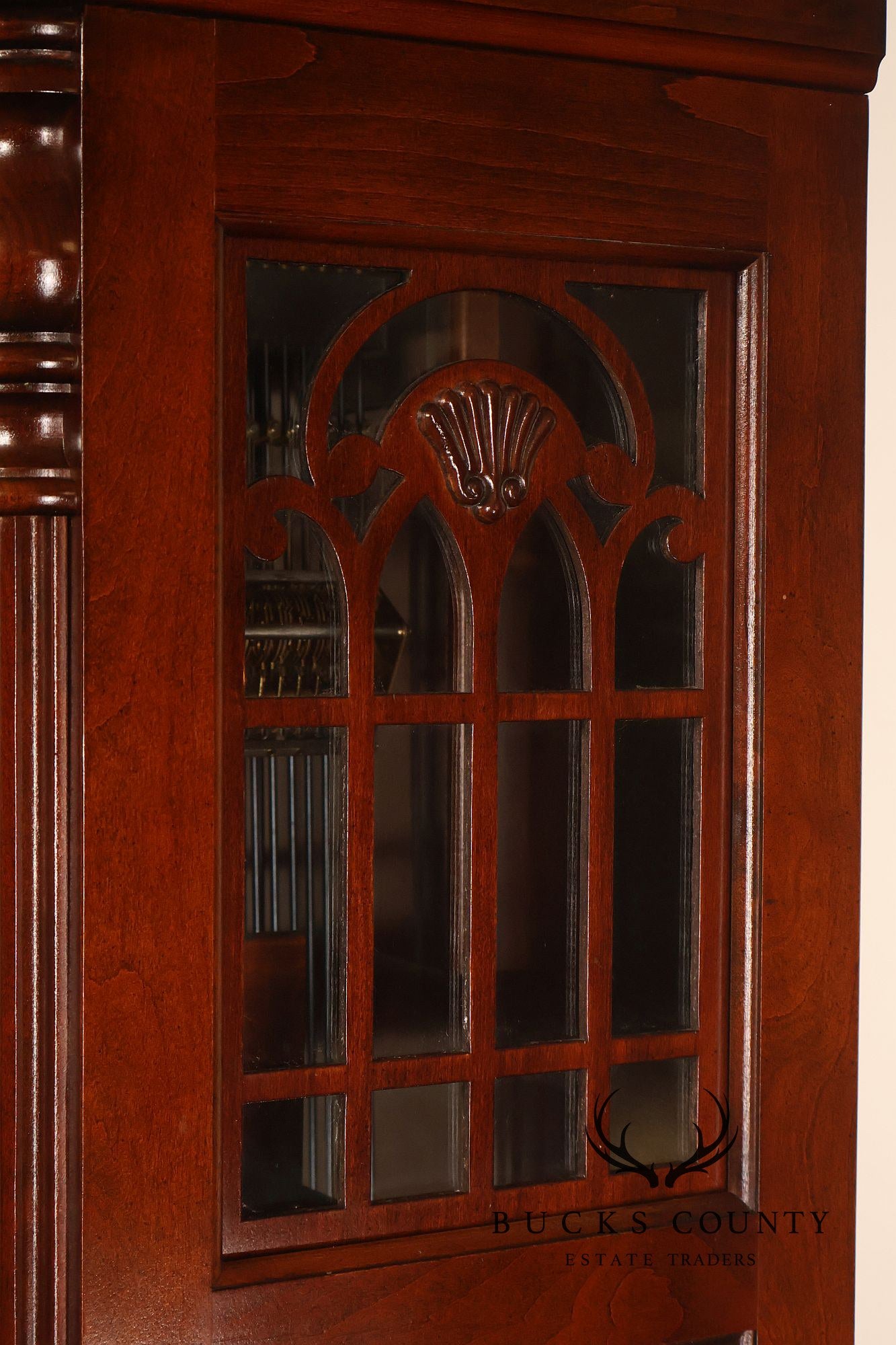 Sligh Mahogany Grandfather Clock With Moon Dial And Triple Chime Movement