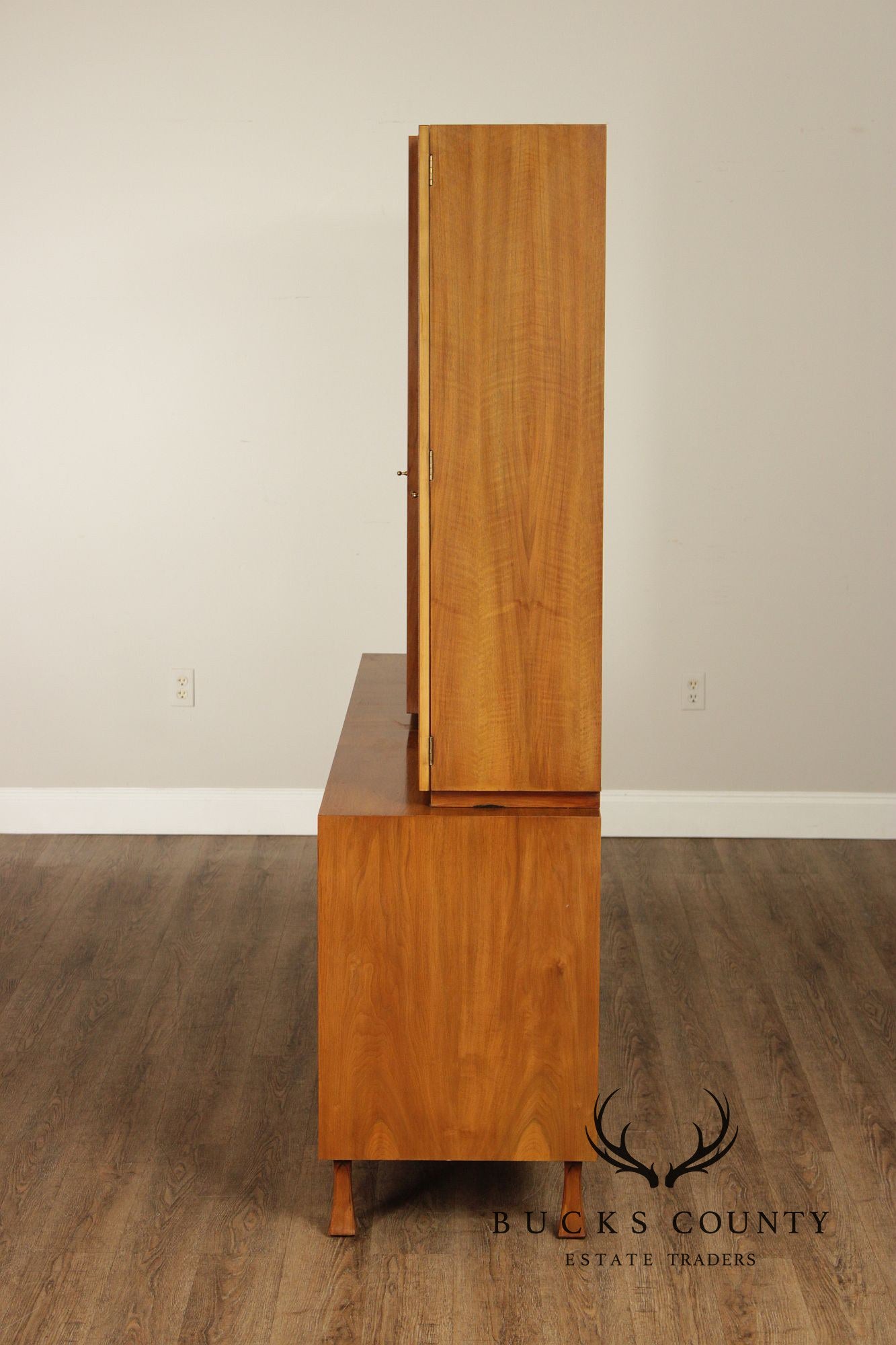 John Widdicomb Mid-Century Modern Walnut Credenza Bookcase Cabinet