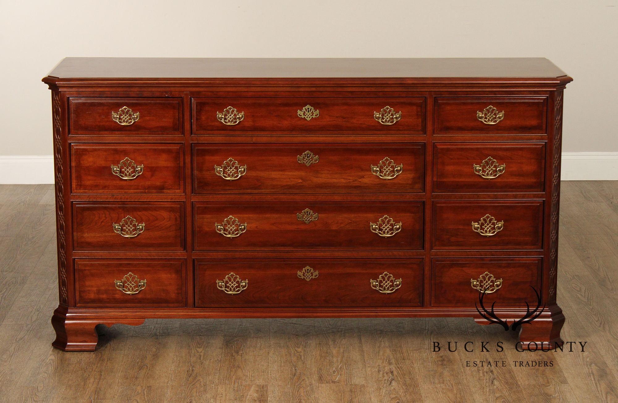 Pennsylvania House Chippendale Style Cherry Triple Chest