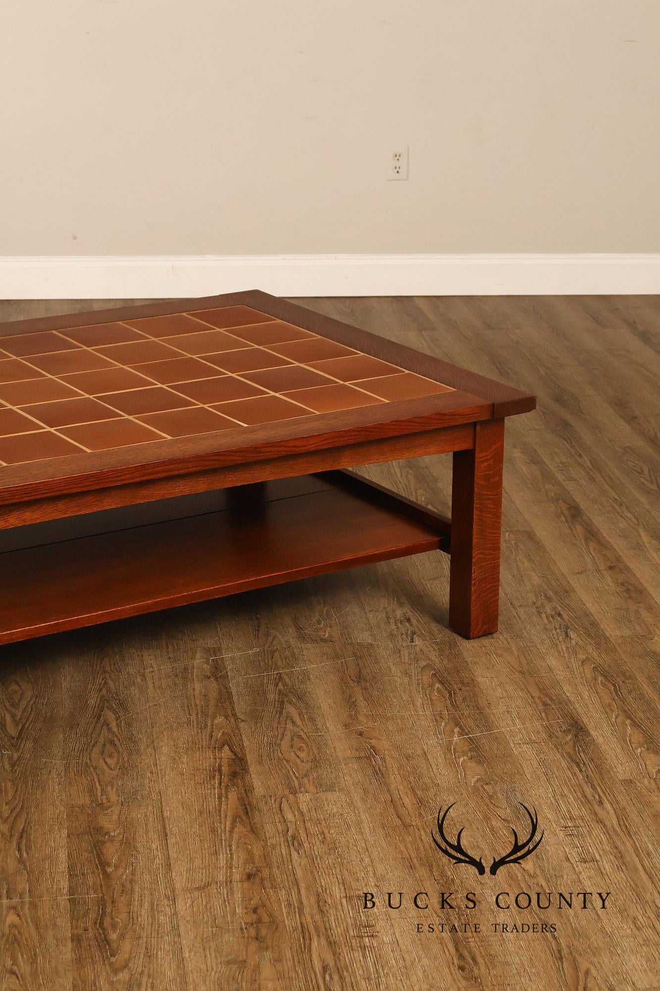 Stickley Mission Collection Oversized Oak Tile Top Coffee Table