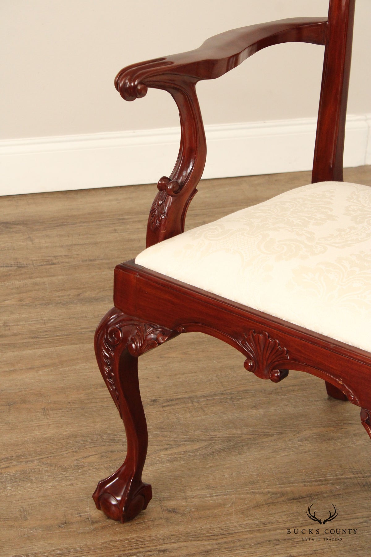 Georgian Style Carved Mahogany Double Bench
