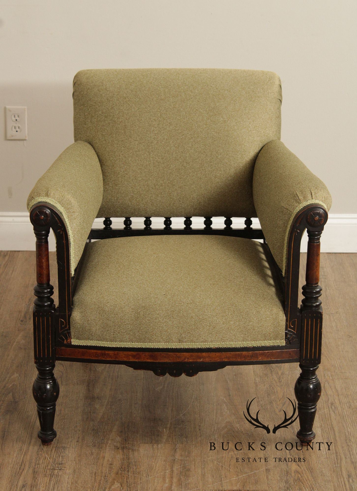 Victorian Eastlake Pair of Upholstered Armchairs