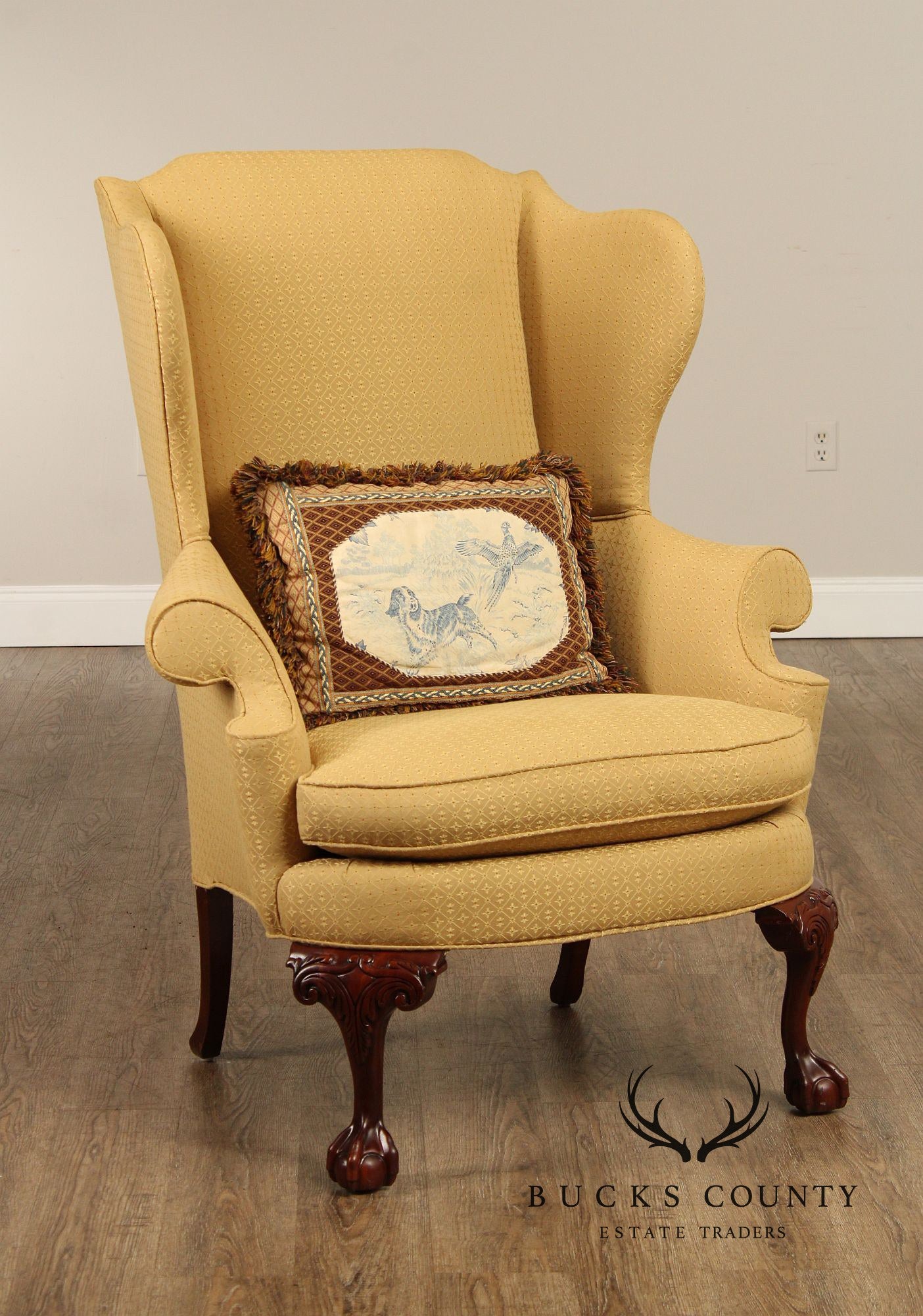 Southwood Chippendale Style Carved Mahogany Wingback Chair