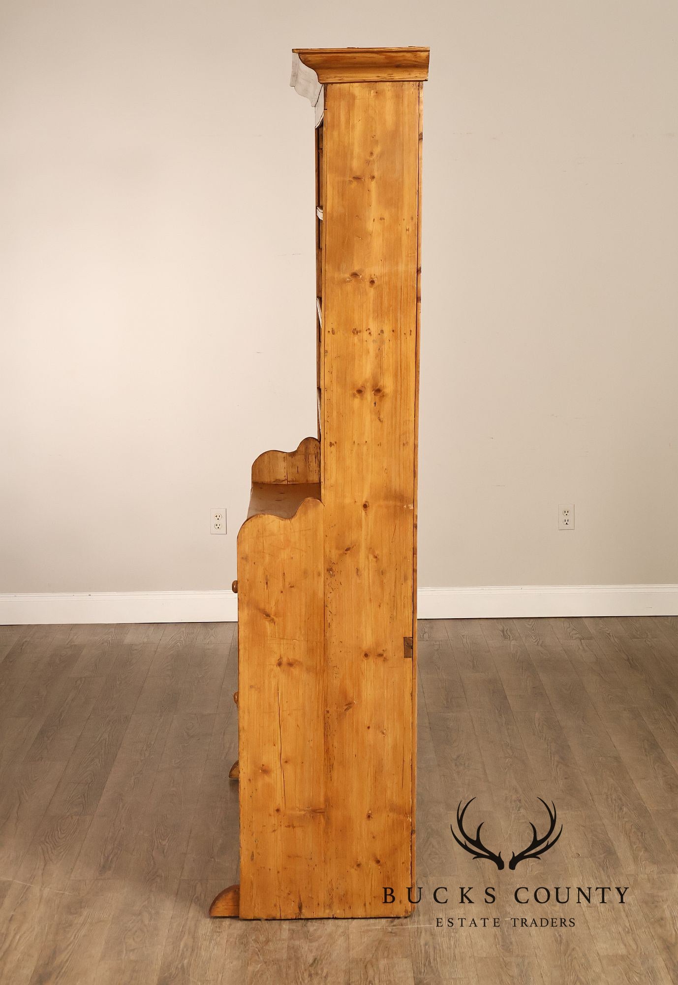 Antique English Farmhouse Pine Open Hutch Pantry Cupboard