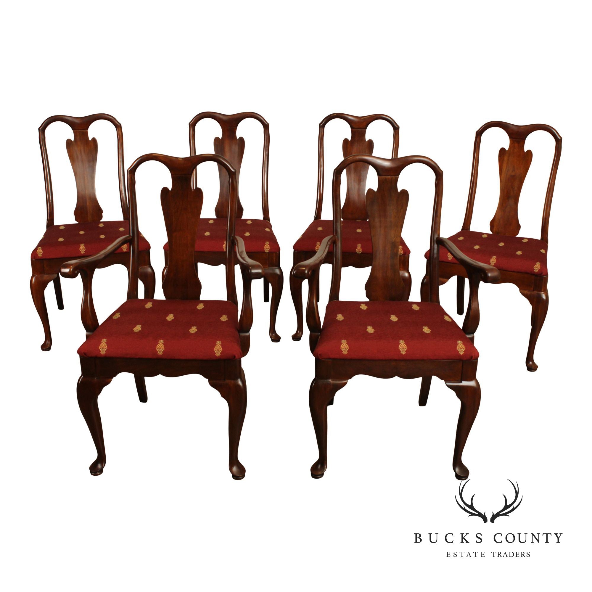 Harden Queen Anne Style Set of Six Cherry Dining Chairs