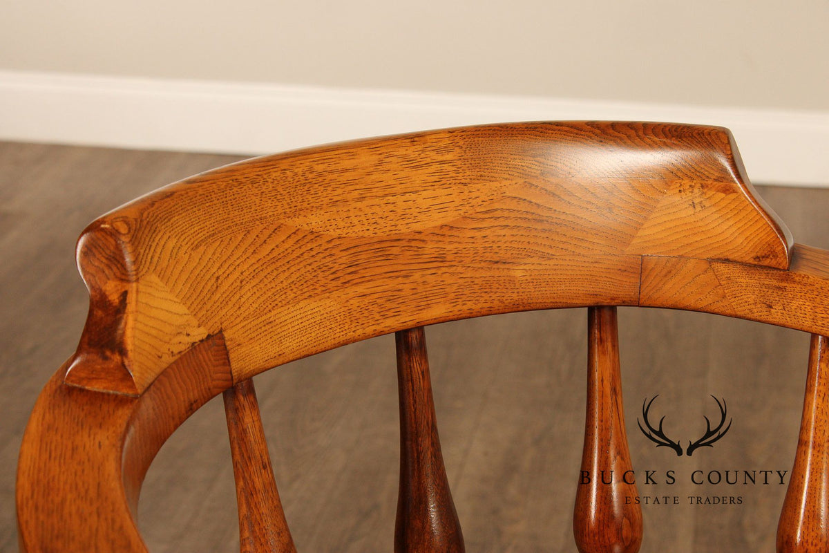 English Traditional Style Set of Four Oak Dining Armchairs