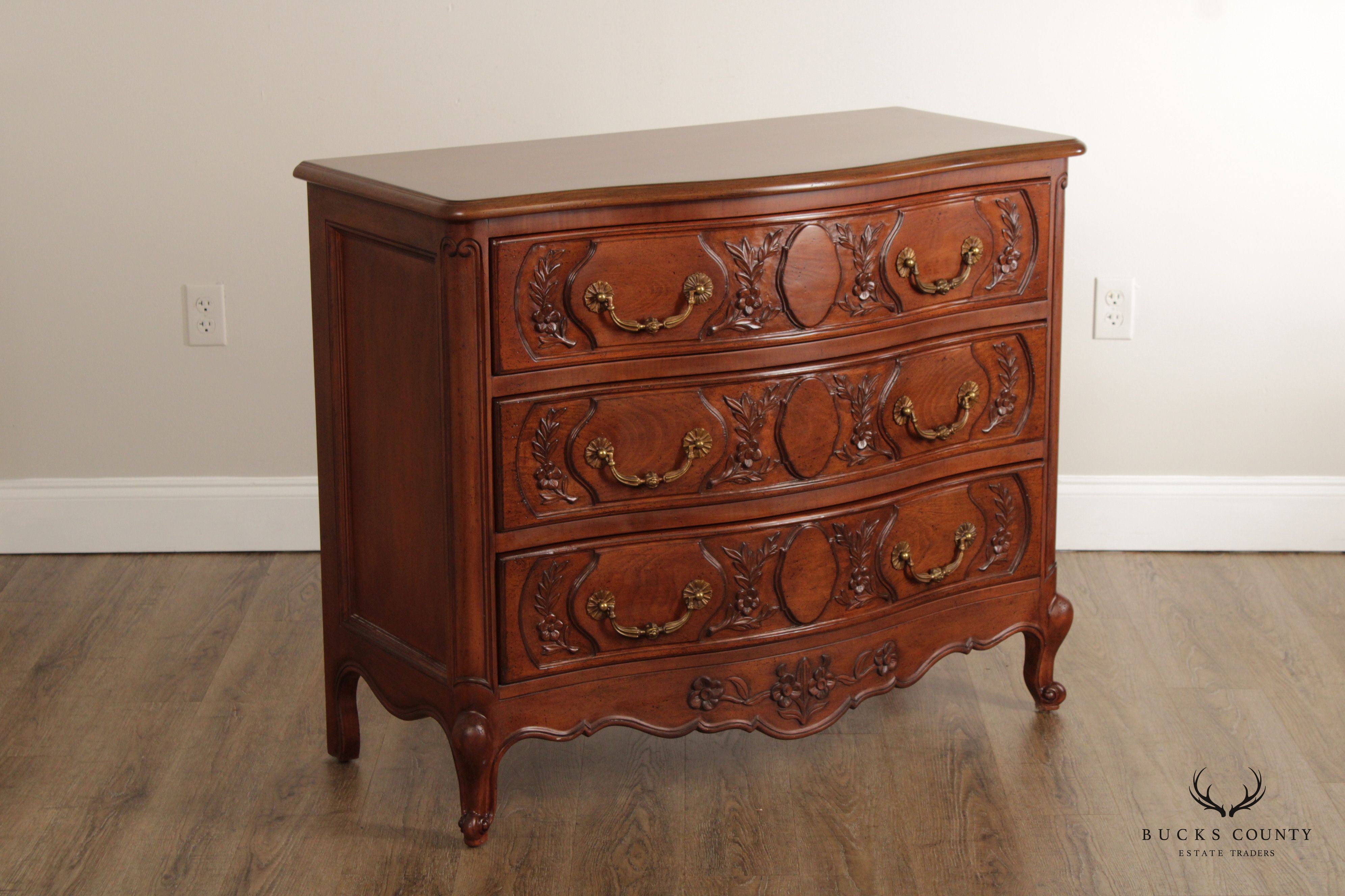 Auffray & Company French Louis XV Style Carved Fruitwood Chest Of Drawers