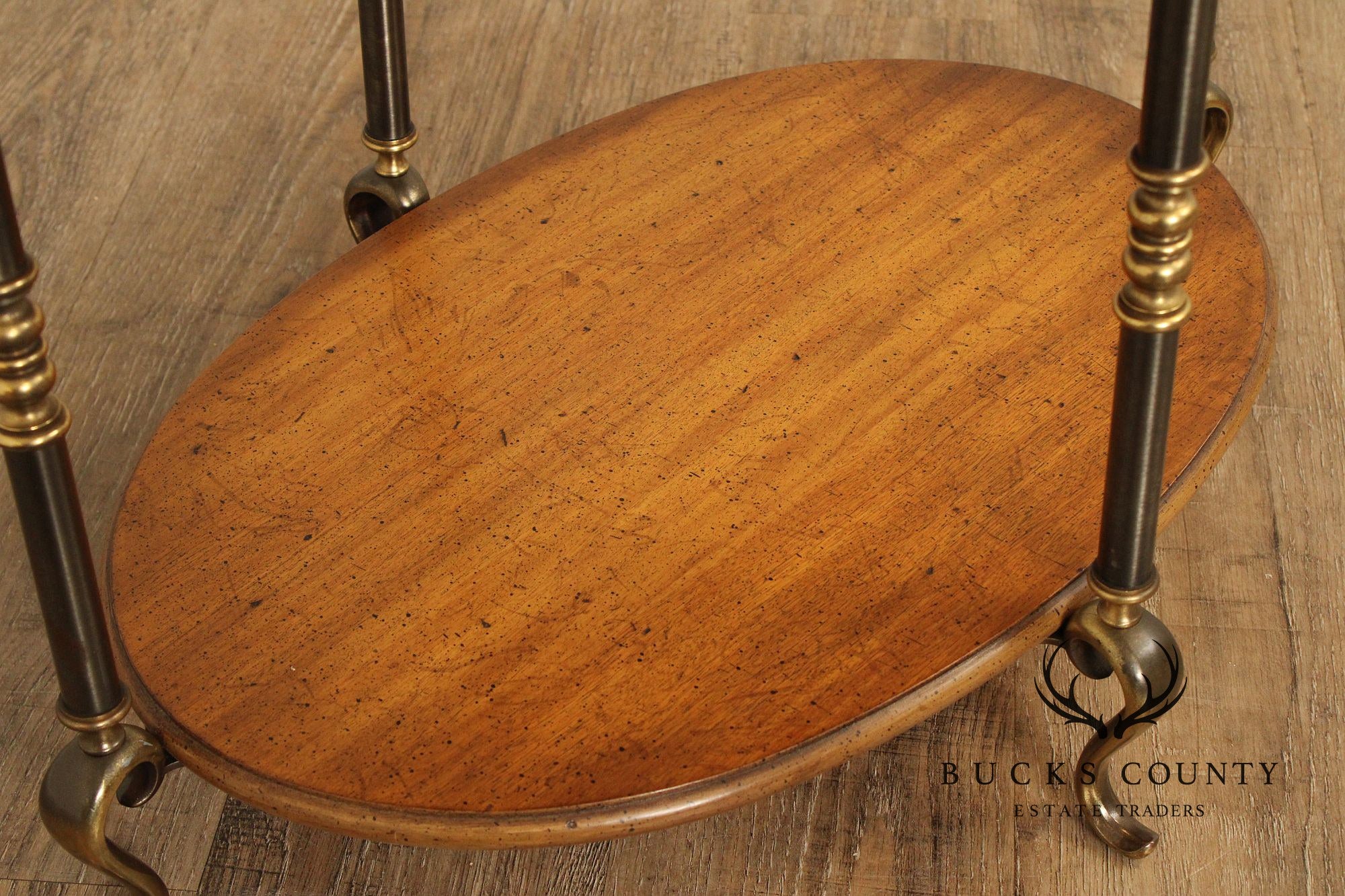 French Empire Style Two-Tier Burlwood Side Table