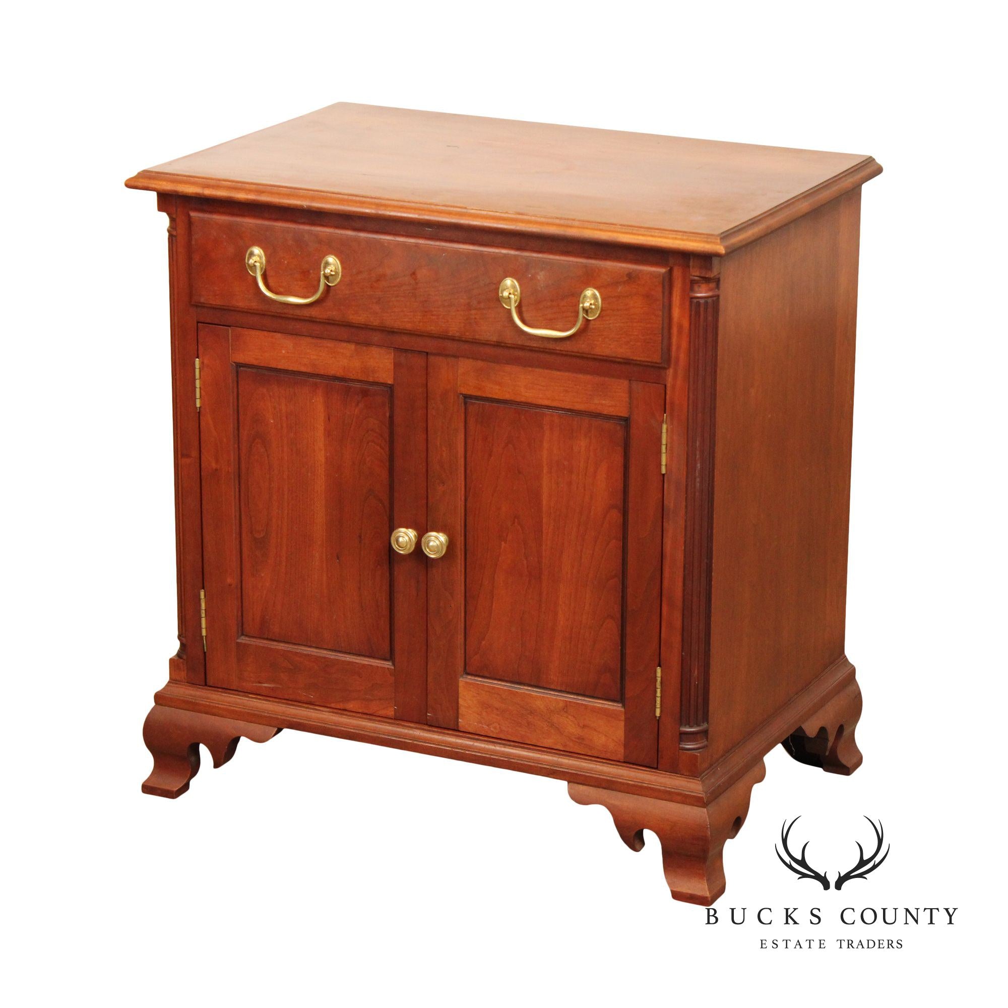 Chippendale Style Cherry Nightstand Cabinet