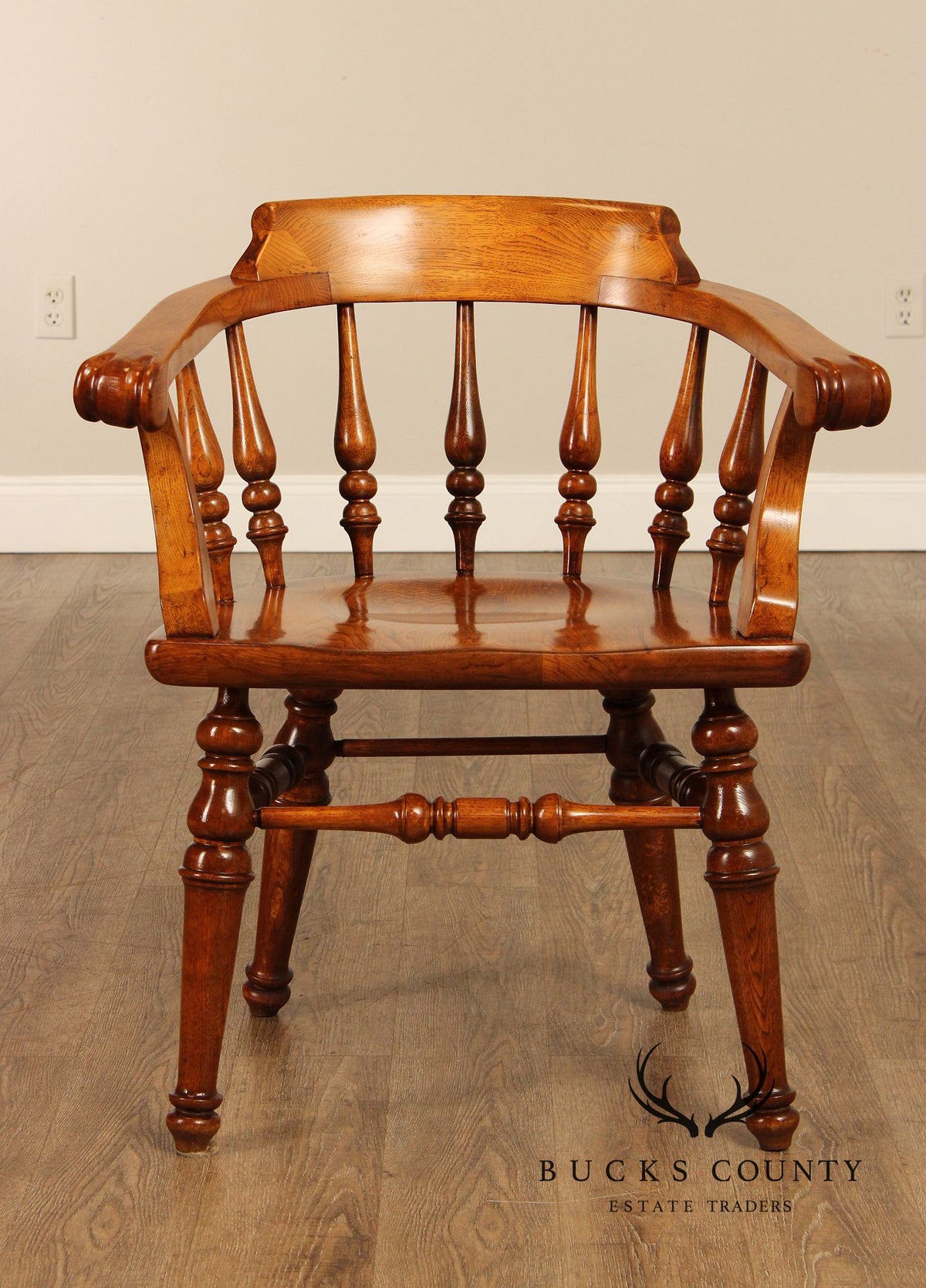 English Traditional Style Set of Four Oak Dining Armchairs