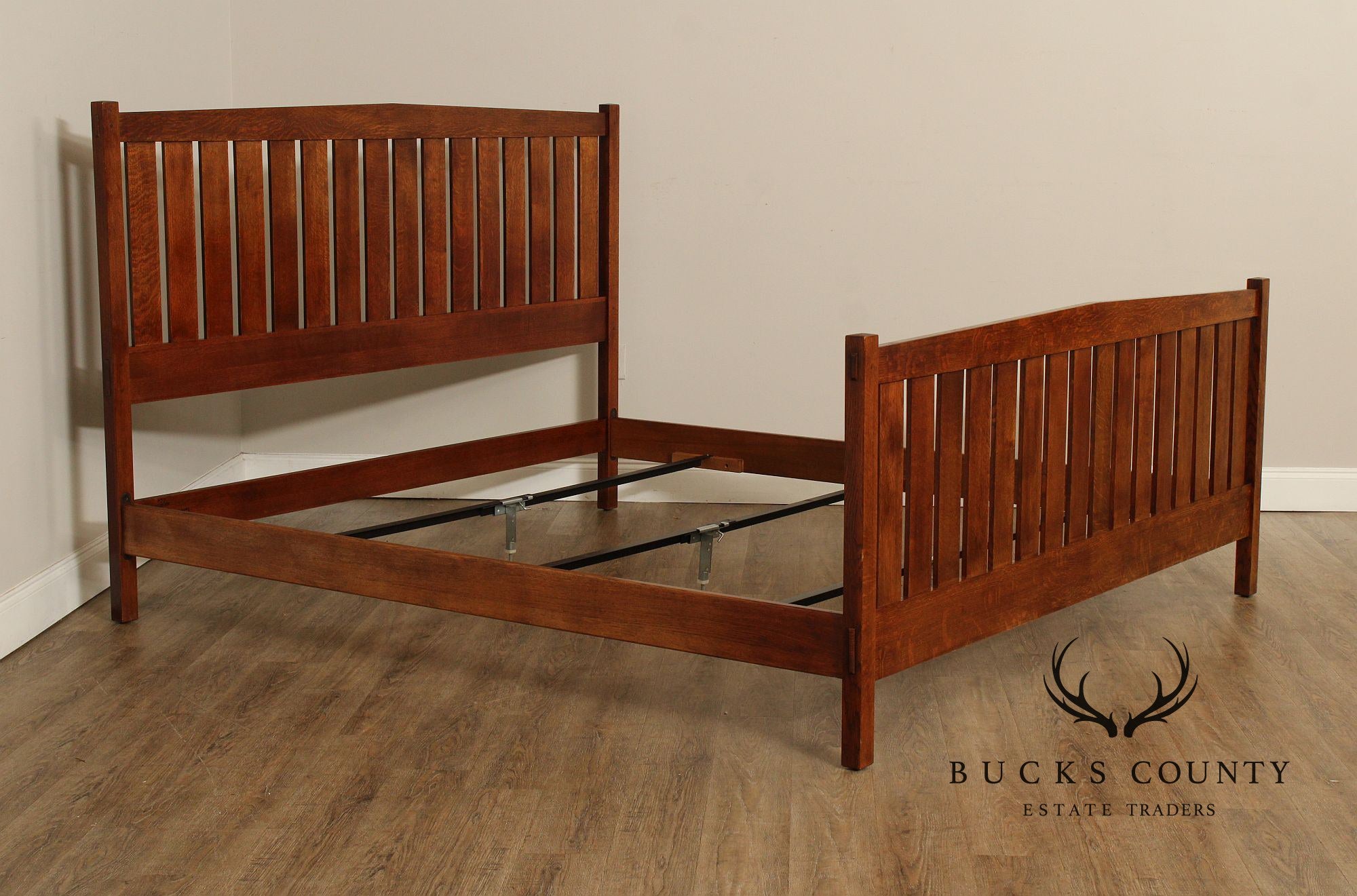 Stickley Mission Collection King Size Oak Slat Bed